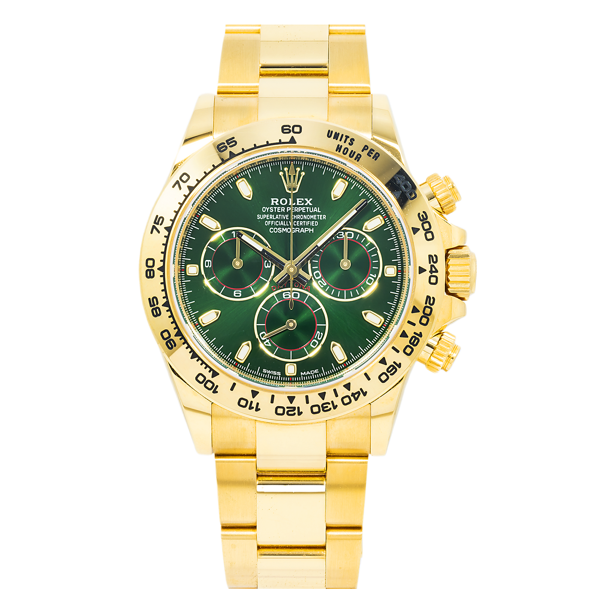 Rolex Cosmograph Daytona 116508 40MM Green Dial With Yellow Gold Oyster Bracelet