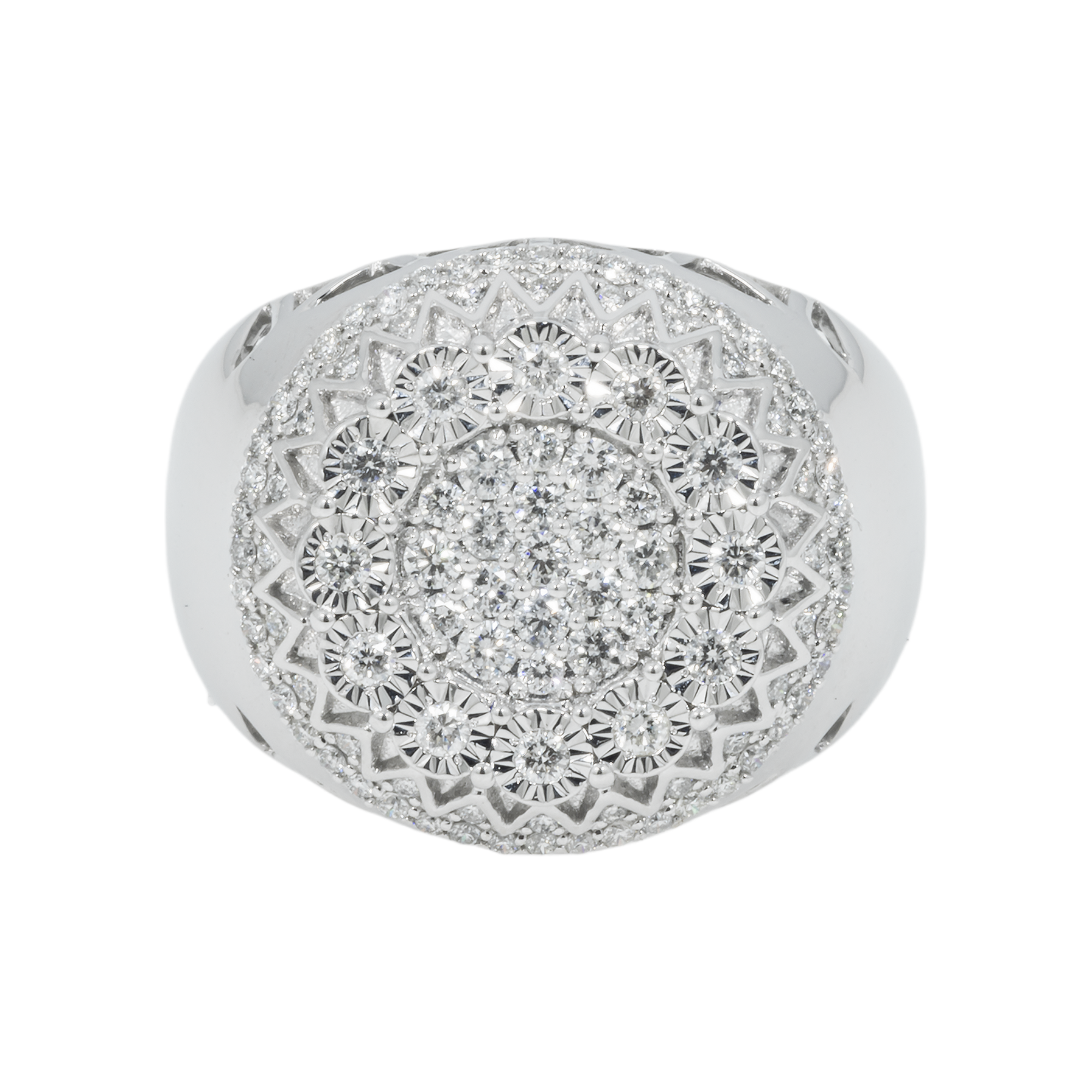 14K GOLD DIAMOND CIRCLE SHAPE STATEMENT RING 1.00 CT