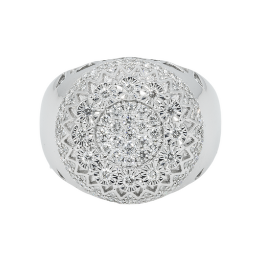 14K GOLD DIAMOND CIRCLE SHAPE STATEMENT RING 1.00 CT