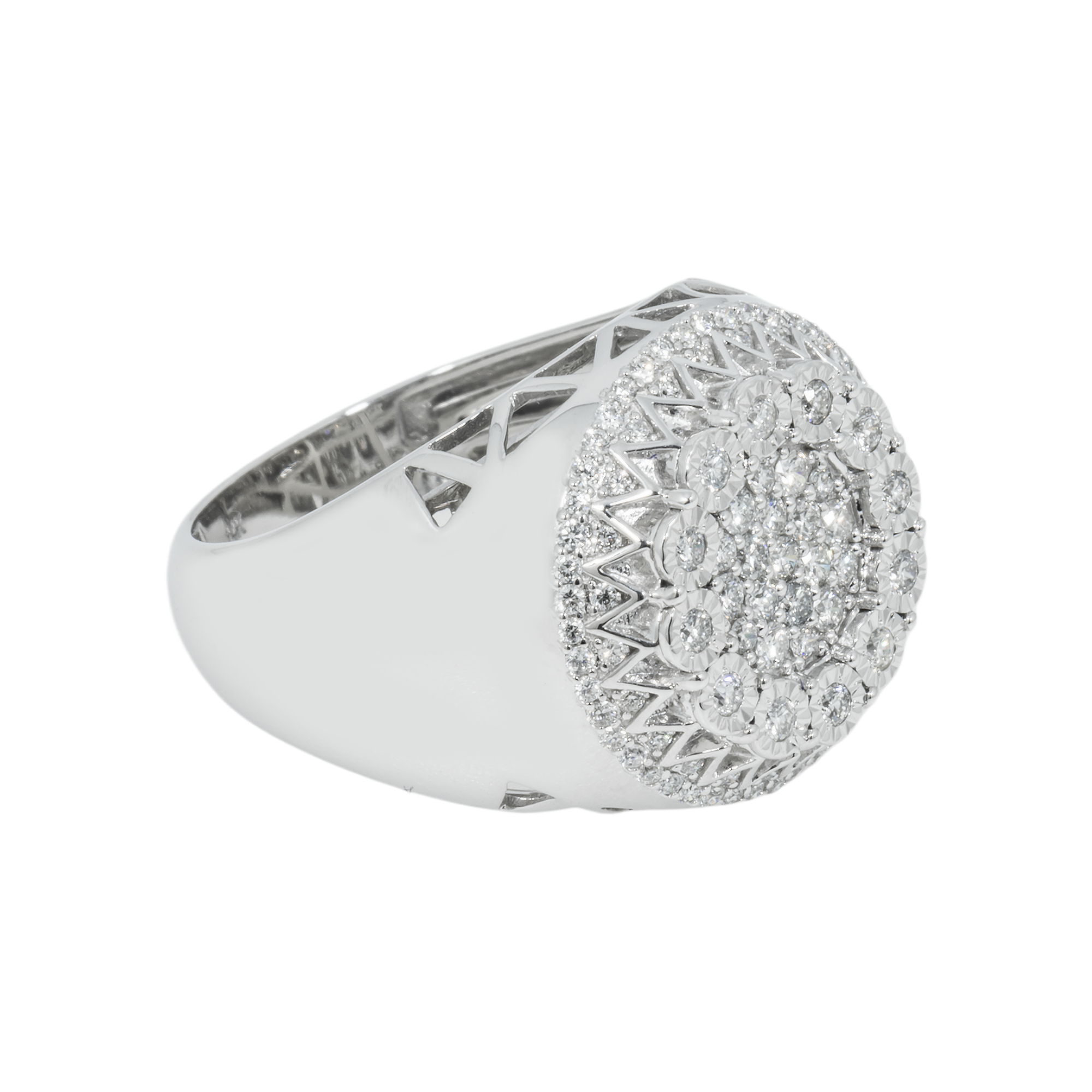 14K GOLD DIAMOND CIRCLE SHAPE STATEMENT RING 1.00 CT