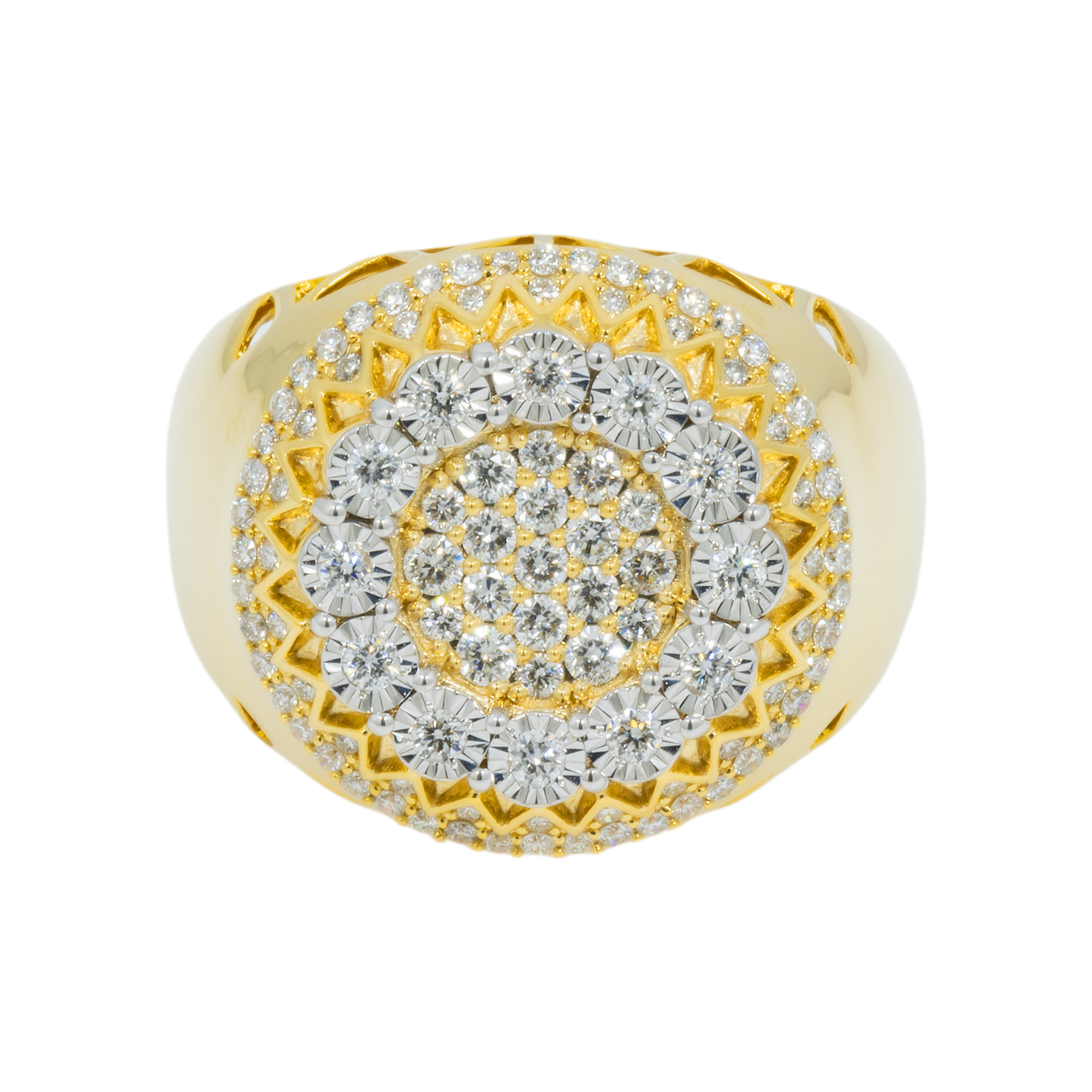 14K GOLD DIAMOND CIRCLE SHAPE STATEMENT RING 1.00 CT