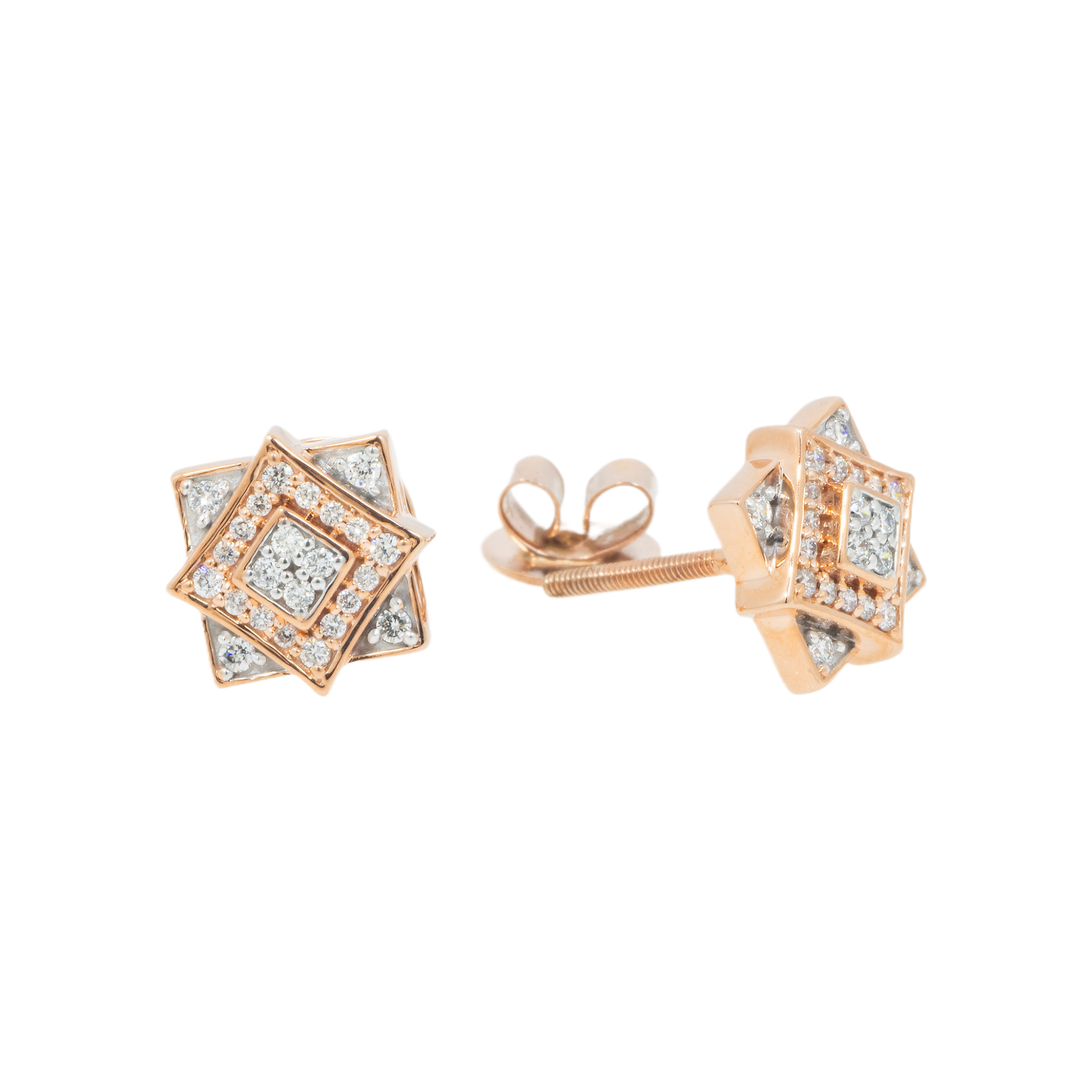 10K GOLD DIAMOND SQUARE SHAPE EARRINGS 0.25 CTW