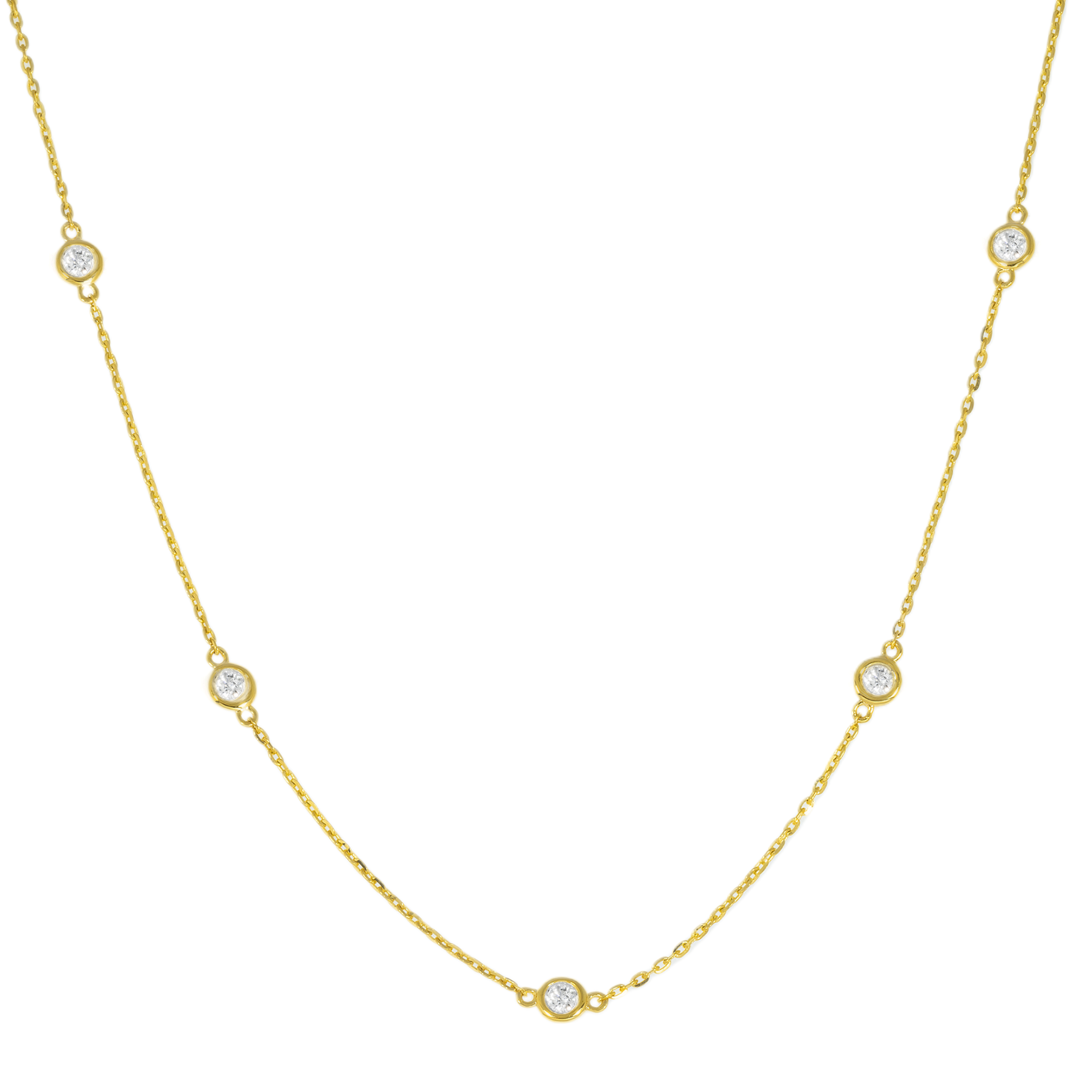 14K GOLD DIAMOND STATION NECKLACE 1.00 CT