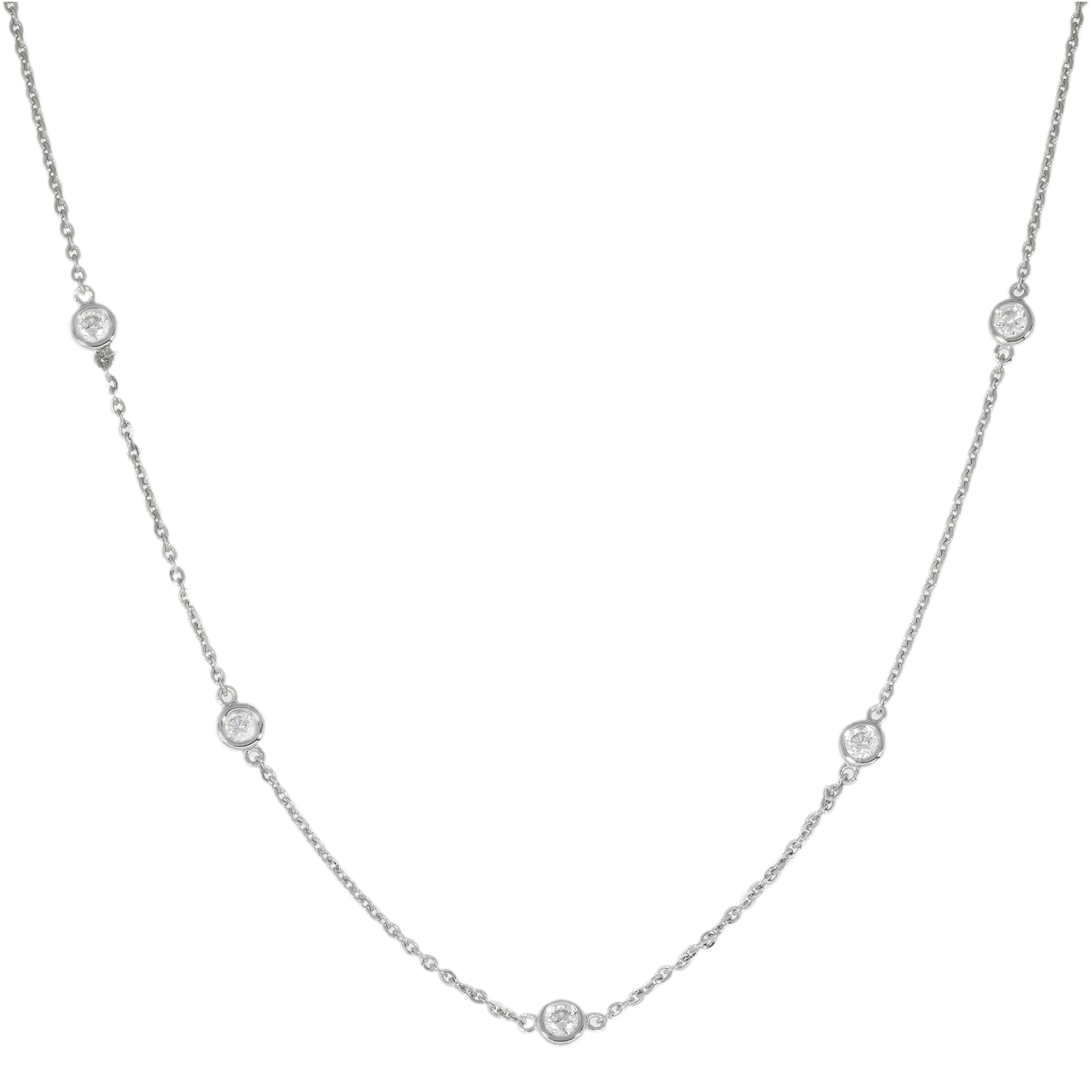 14K GOLD DIAMOND STATION NECKLACE 1.00 CT