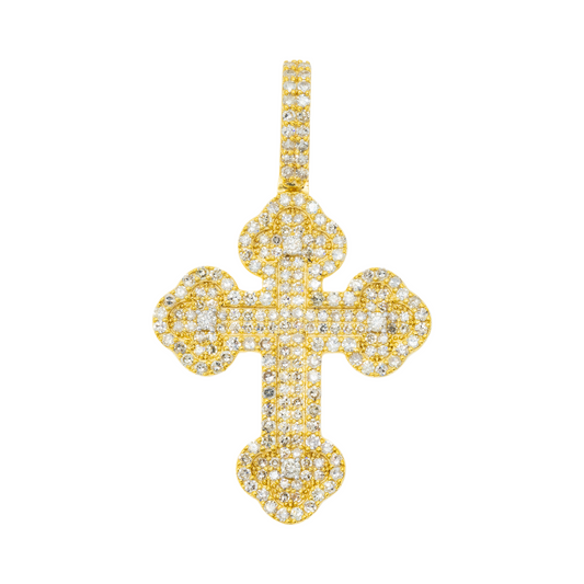 14K GOLD DIAMOND GOTHIC CROSS PENDANT 1.00 CT