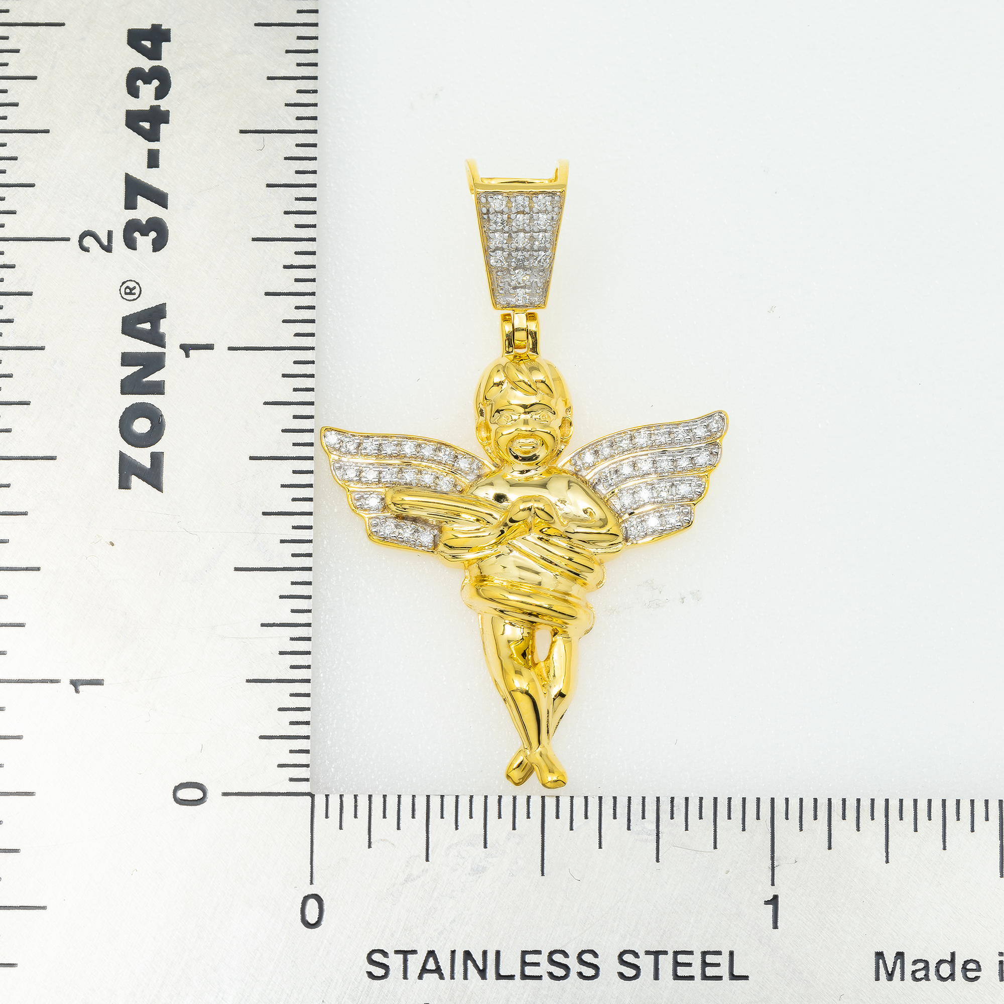10K GOLD DIAMOND ANGEL CHERUB PENDANT 0.20 CT