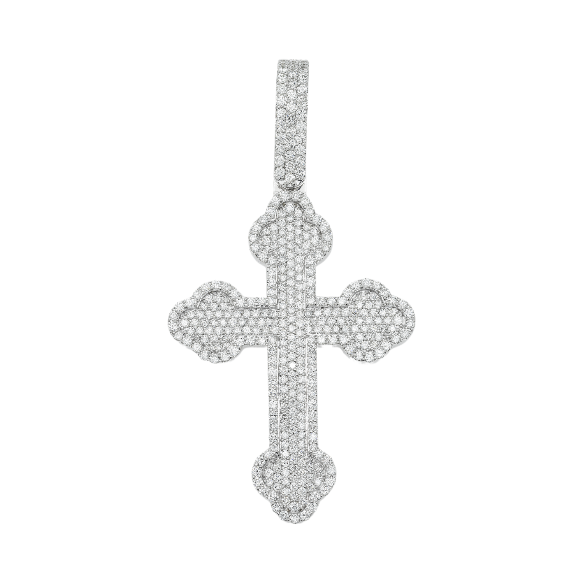 14K GOLD DIAMOND GOTHIC CROSS PENDANT 4.00 CT