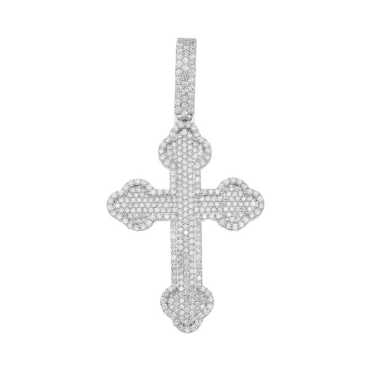 14K GOLD DIAMOND GOTHIC CROSS PENDANT 4.00 CT