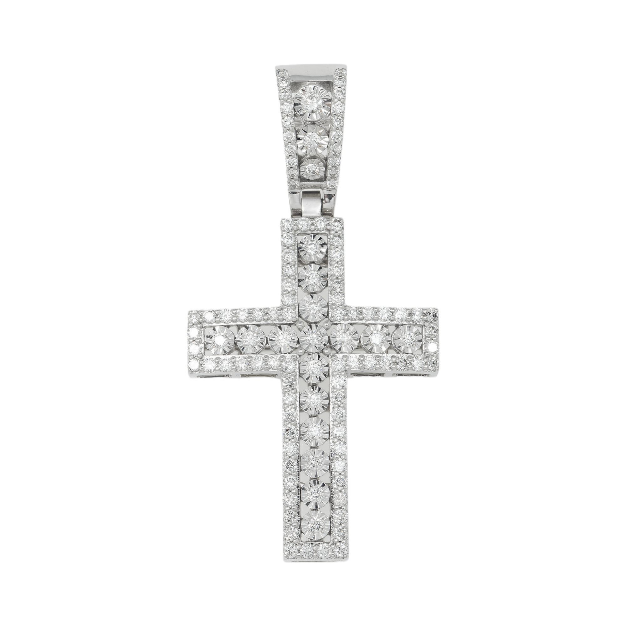 14K GOLD DIAMOND CROSS PENDANT 1.05 CT