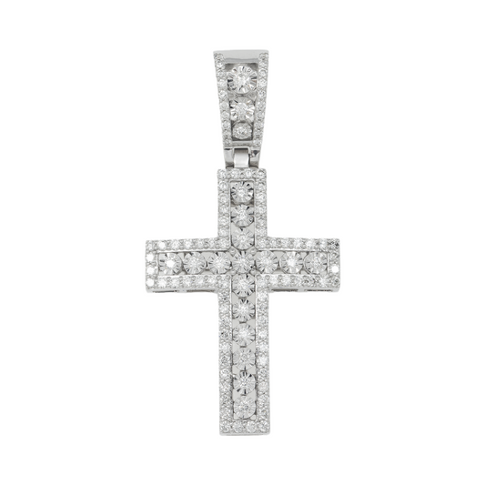 14K GOLD DIAMOND CROSS PENDANT 1.05 CT