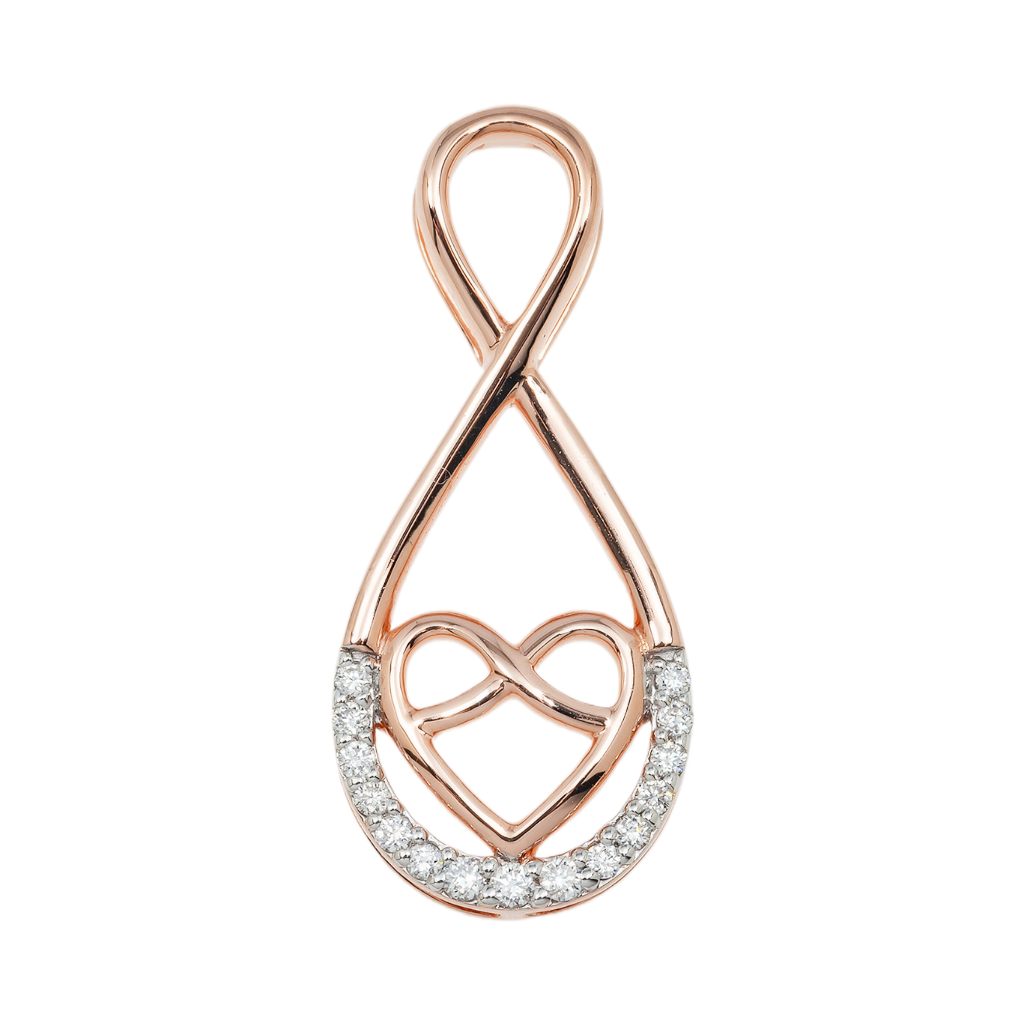 10K GOLD DIAMOND HEART INFINITY PENDANT 0.12 CT