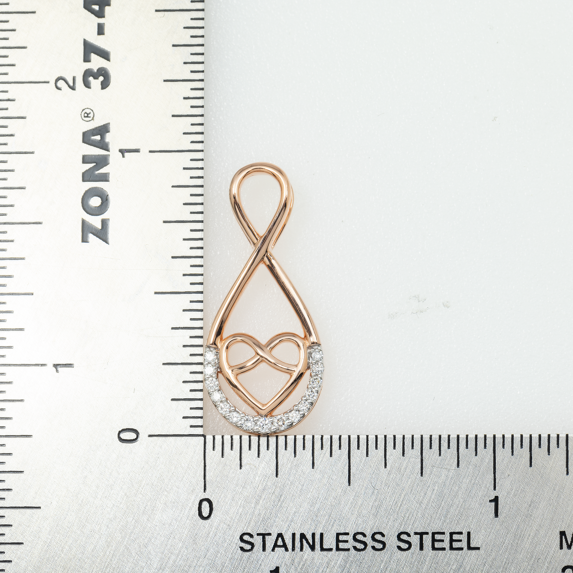 10K GOLD DIAMOND HEART INFINITY PENDANT 0.12 CT