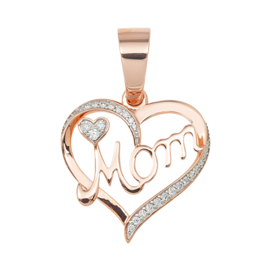 10K GOLD DIAMOND "MOM" HEART PENDANT 0.15 CT