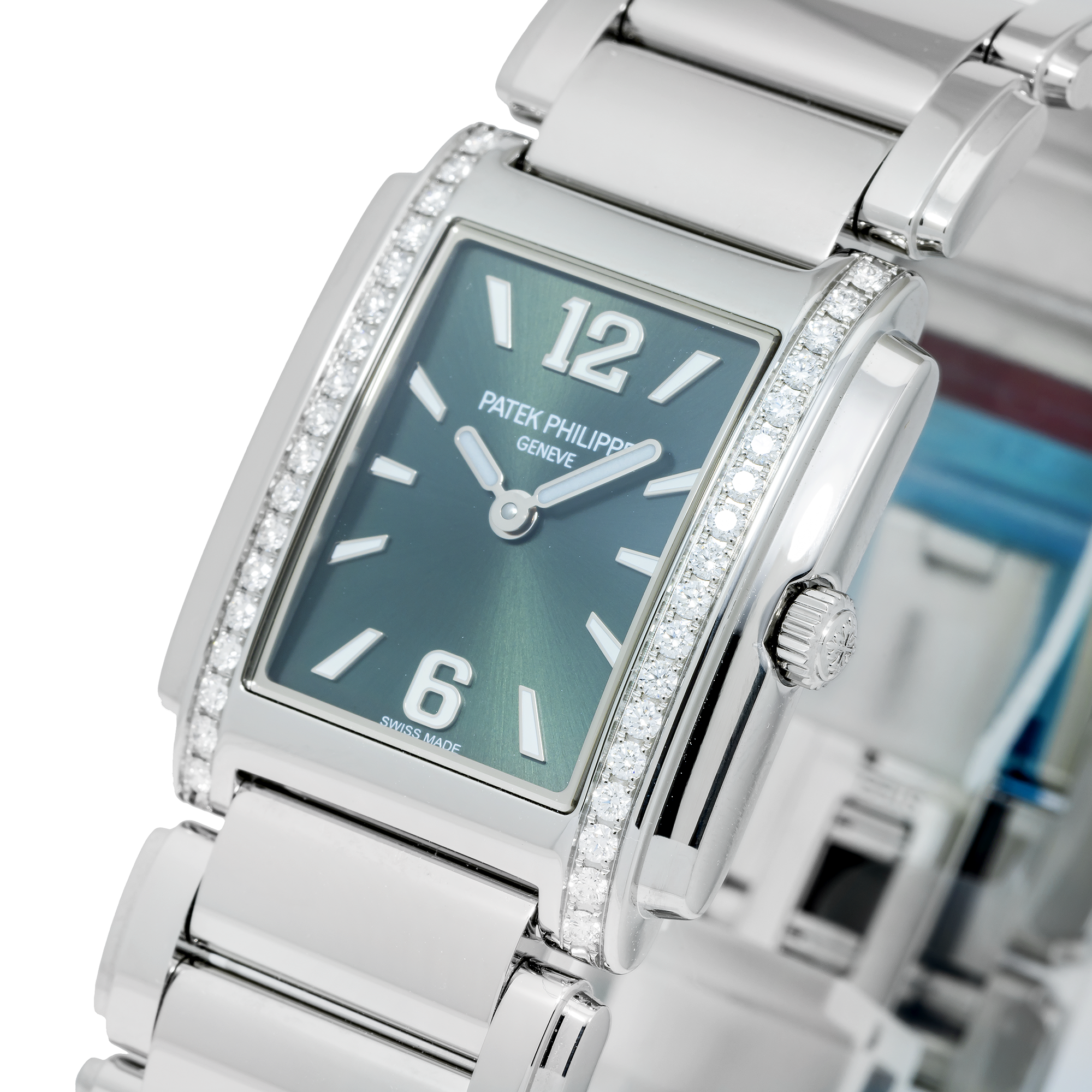 Patek Philippe Twenty~4 Ladies Stainless Steel Green Sunburst Dial 4910/1200A-011