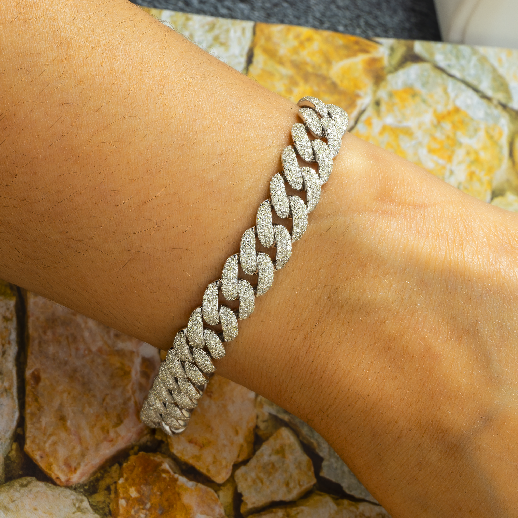 14K GOLD DIAMOND 10MM CUBAN LINK BRACELET 6.82 CT