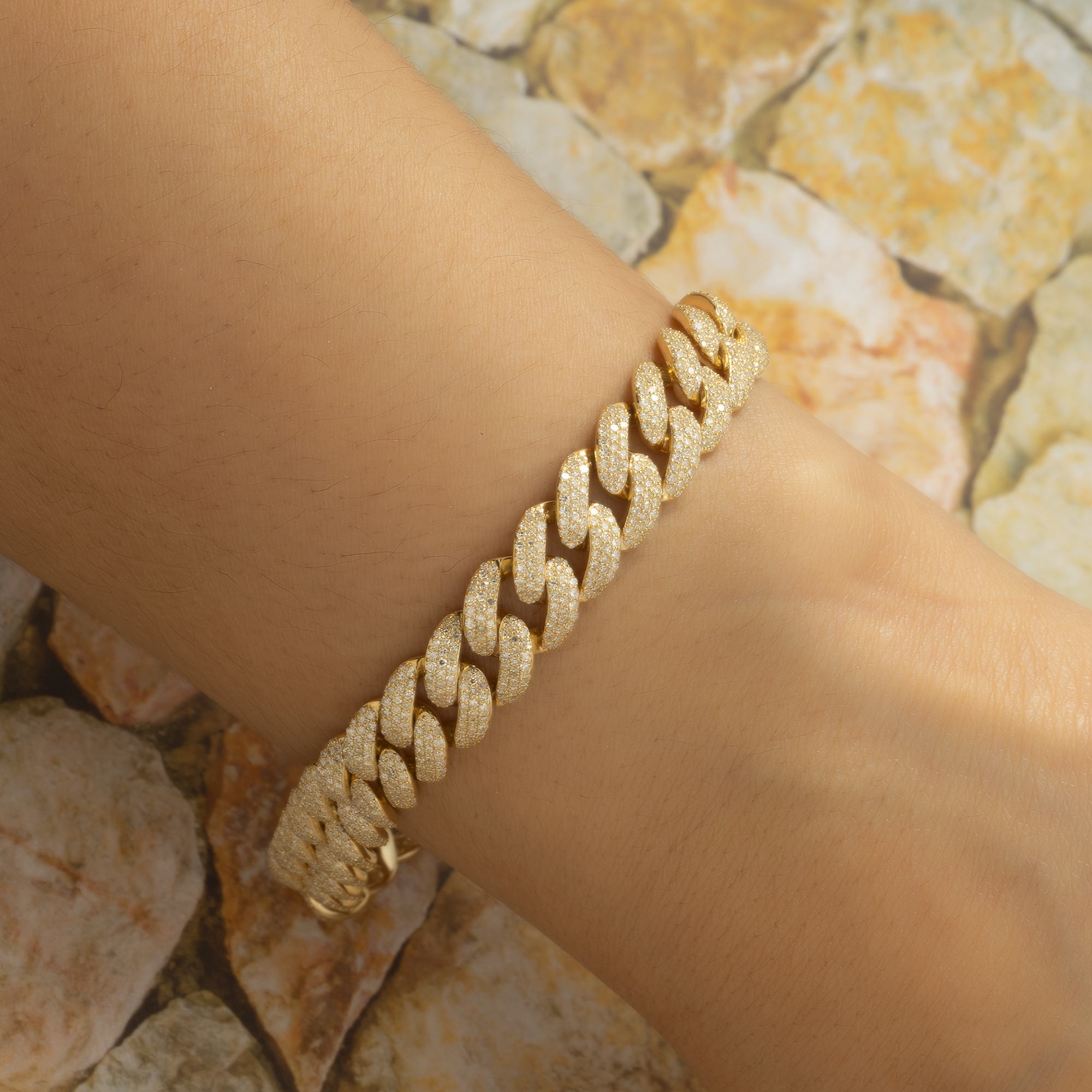 14K GOLD DIAMOND 10MM CUBAN LINK BRACELET 6.82 CT