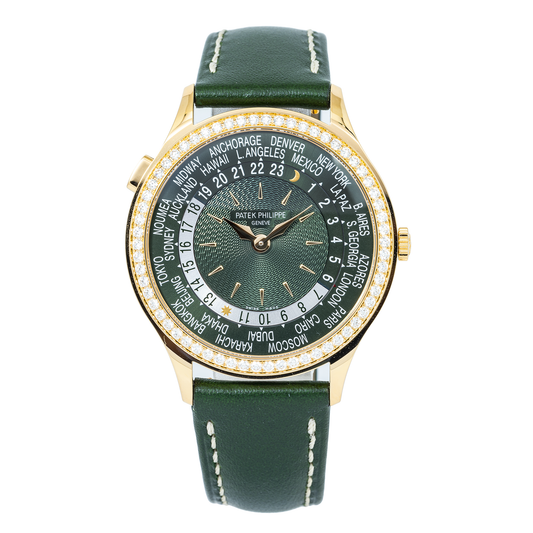 PATEK PHILIPPE WORLD TIME COMPLICATION WORLD TIME 7130R-014 WITH GREEN LEATHER BRACELT