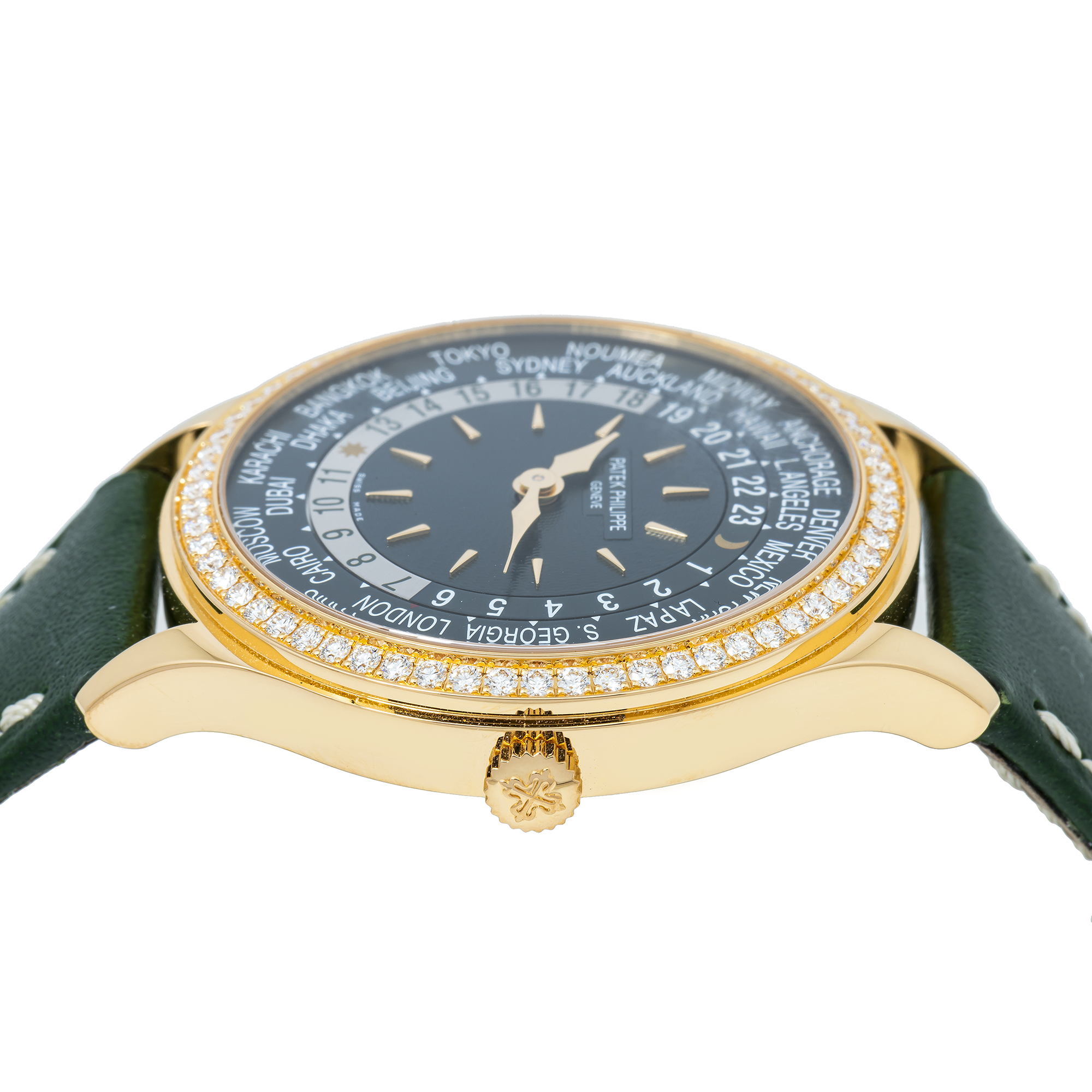 PATEK PHILIPPE WORLD TIME COMPLICATION WORLD TIME 7130R-014 WITH GREEN LEATHER BRACELT