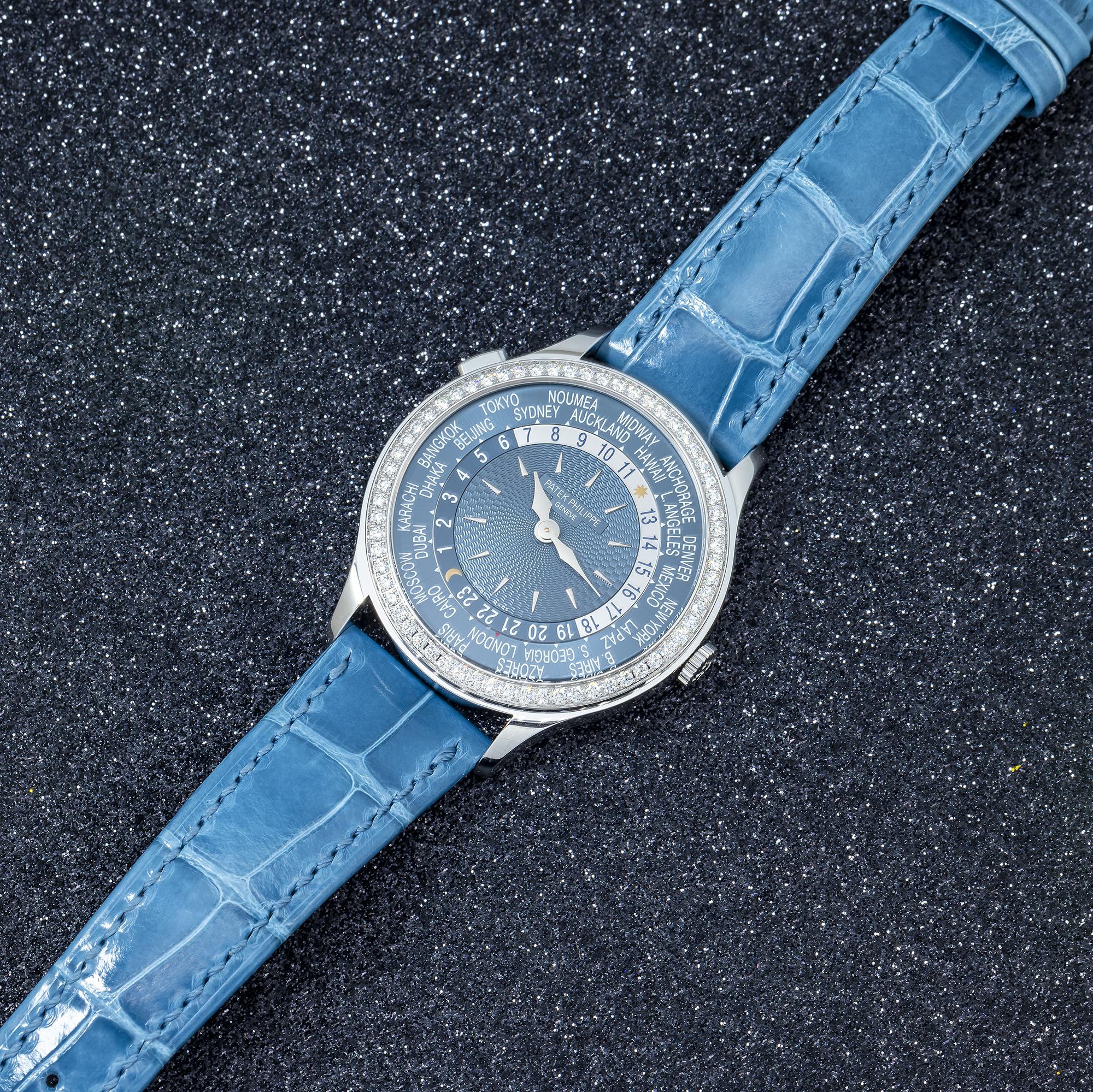 PATEK PHILIPPE WORLD TIME COMPLICATION WORLD TIME 7130R-016 WITH BLUE LEATHER BRACELT