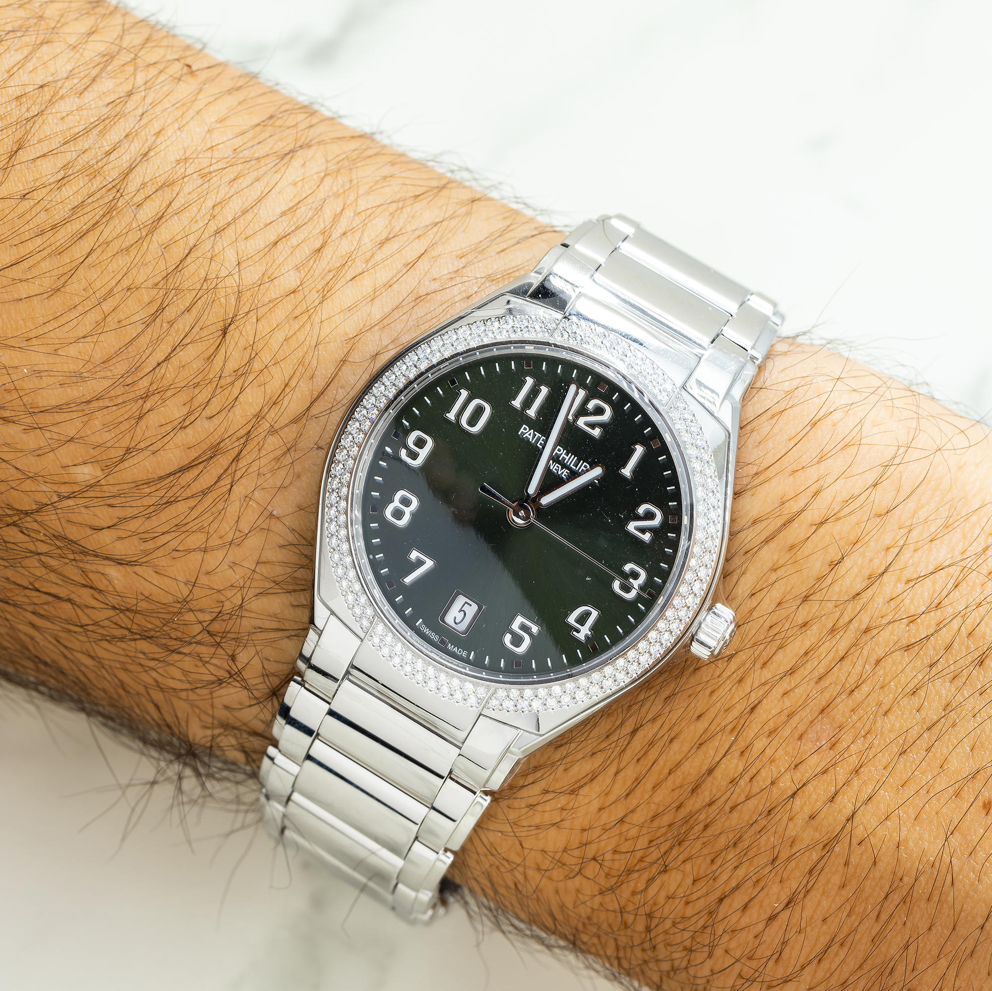 Patek Philippe Twenty~4 Ladies Stainless Steel Olive Green Dial 7300/1200A-011