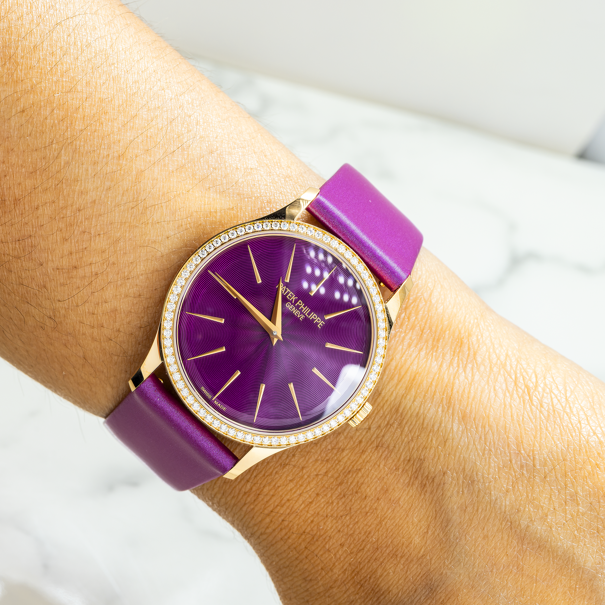 Patek Philippe Calatrava Ladies Joaillerie Rose Gold Purple Dial 4997/200R-001