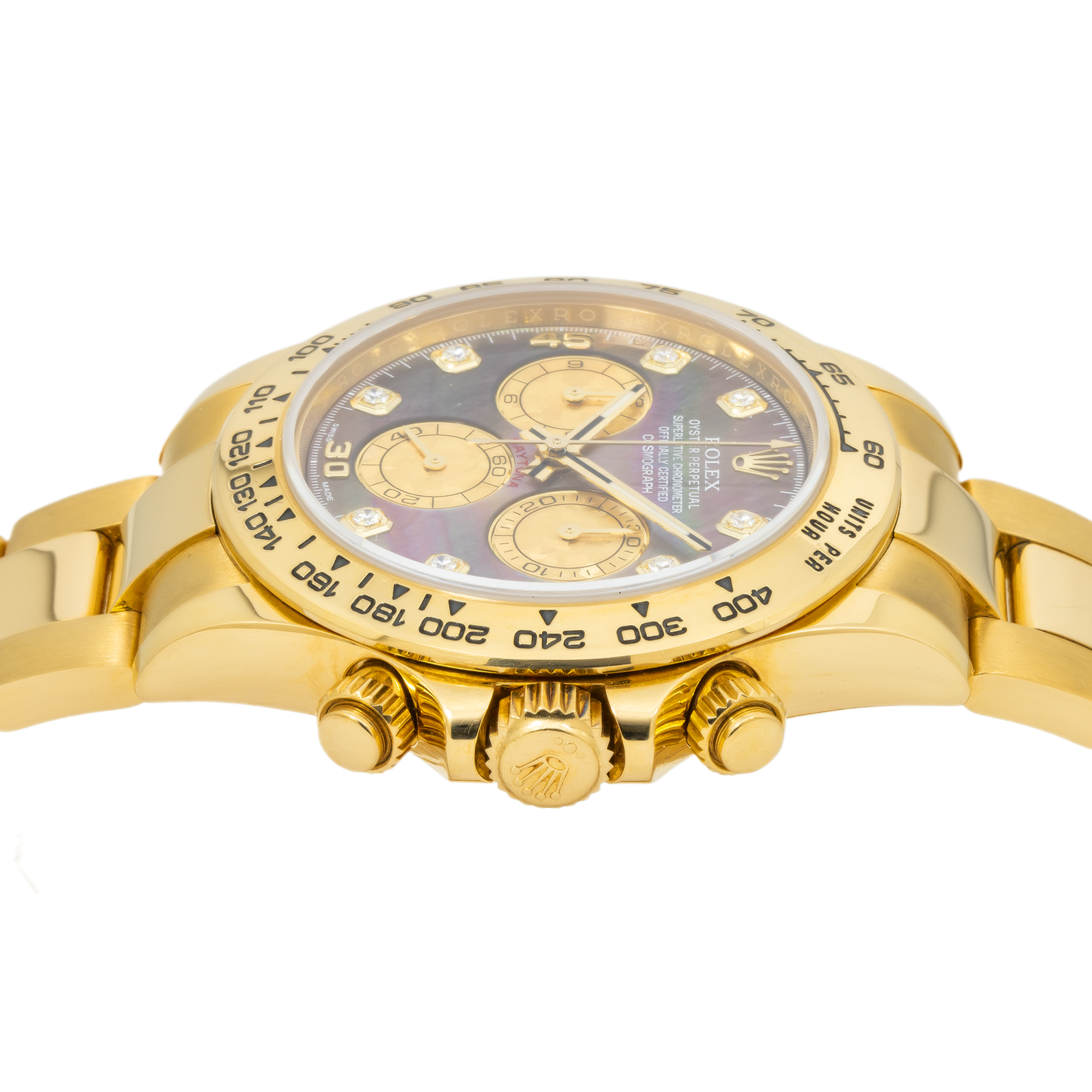 Rolex Daytona 116508 40MM Dark Mother Of Pearl Diamond Dial With Yellow Gold Oyster Bracelet