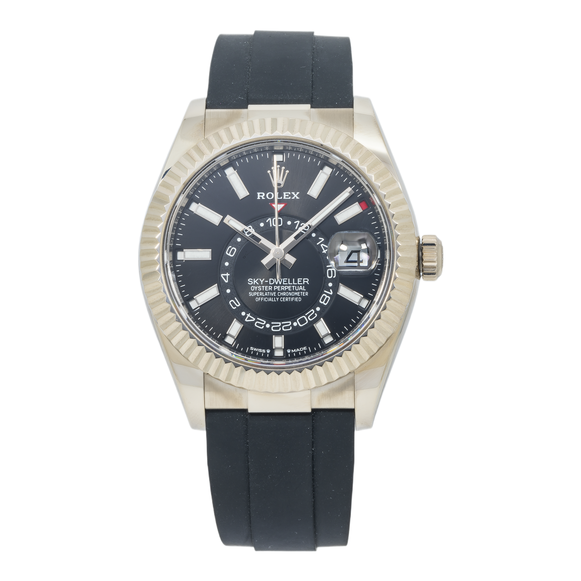 Rolex Sky-Dweller 336239 White Gold Bezel With Black Dial And Oysterflex Strap