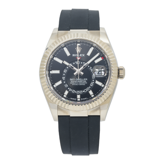 Rolex Sky-Dweller 336239 White Gold Bezel With Black Dial And Oysterflex Strap