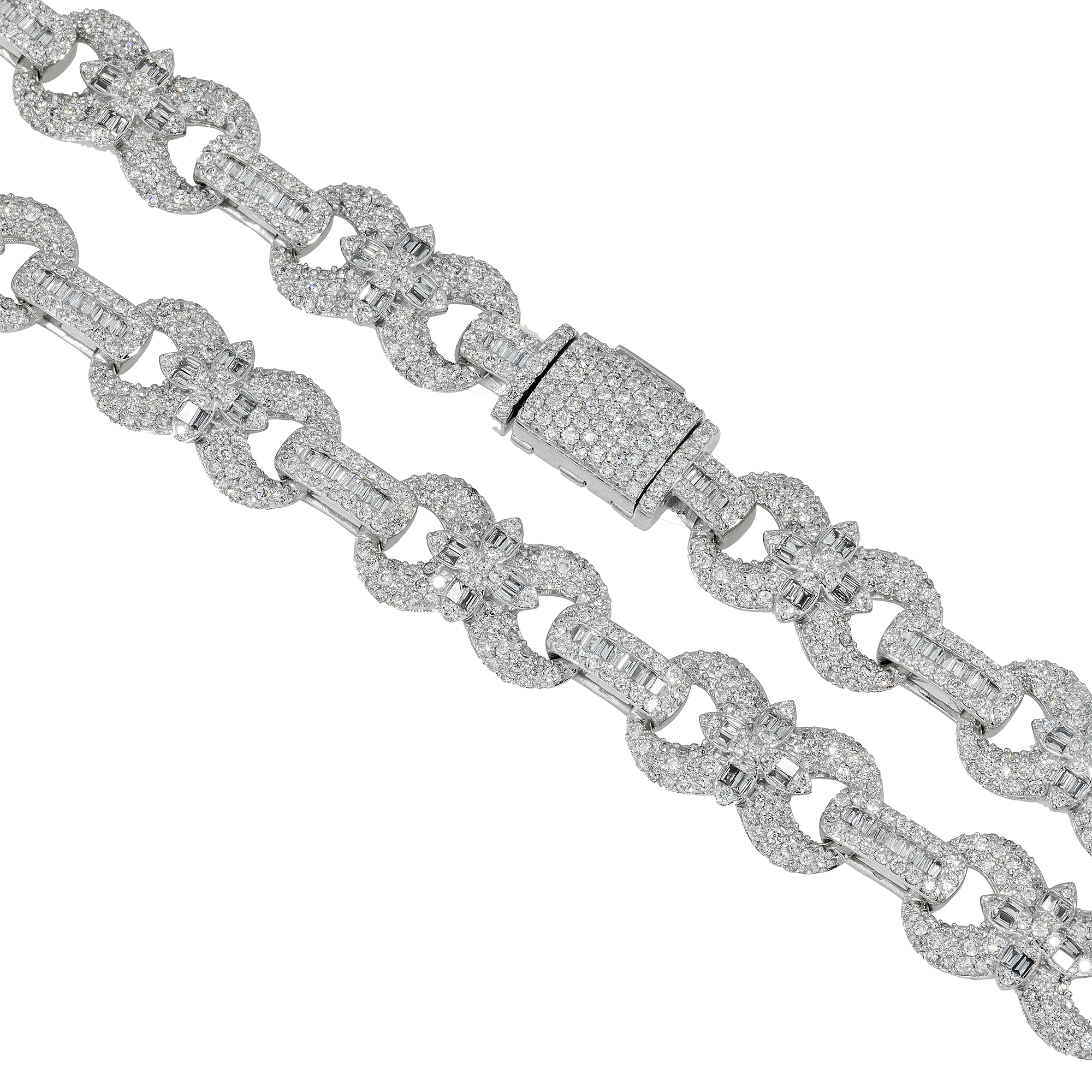 10K GOLD ROUND AND BAGUETTE DIAMOND INFINTY LINK CHAIN 16.75 CT