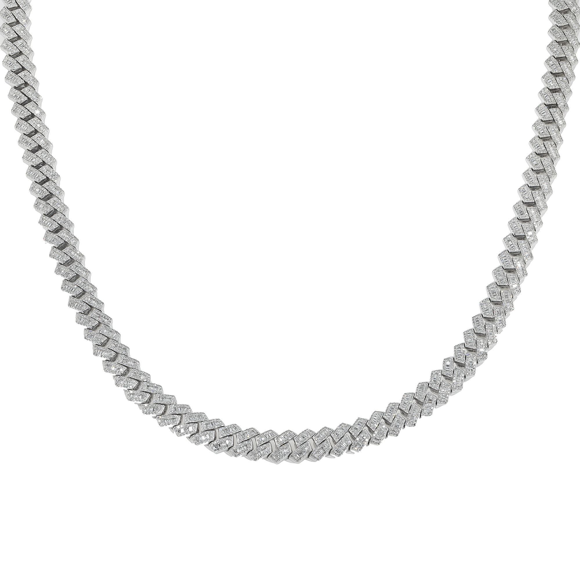 10K GOLD BAGUETTE AND ROUND DIAMOND CUBAN LINK CHAIN 9.98 CT