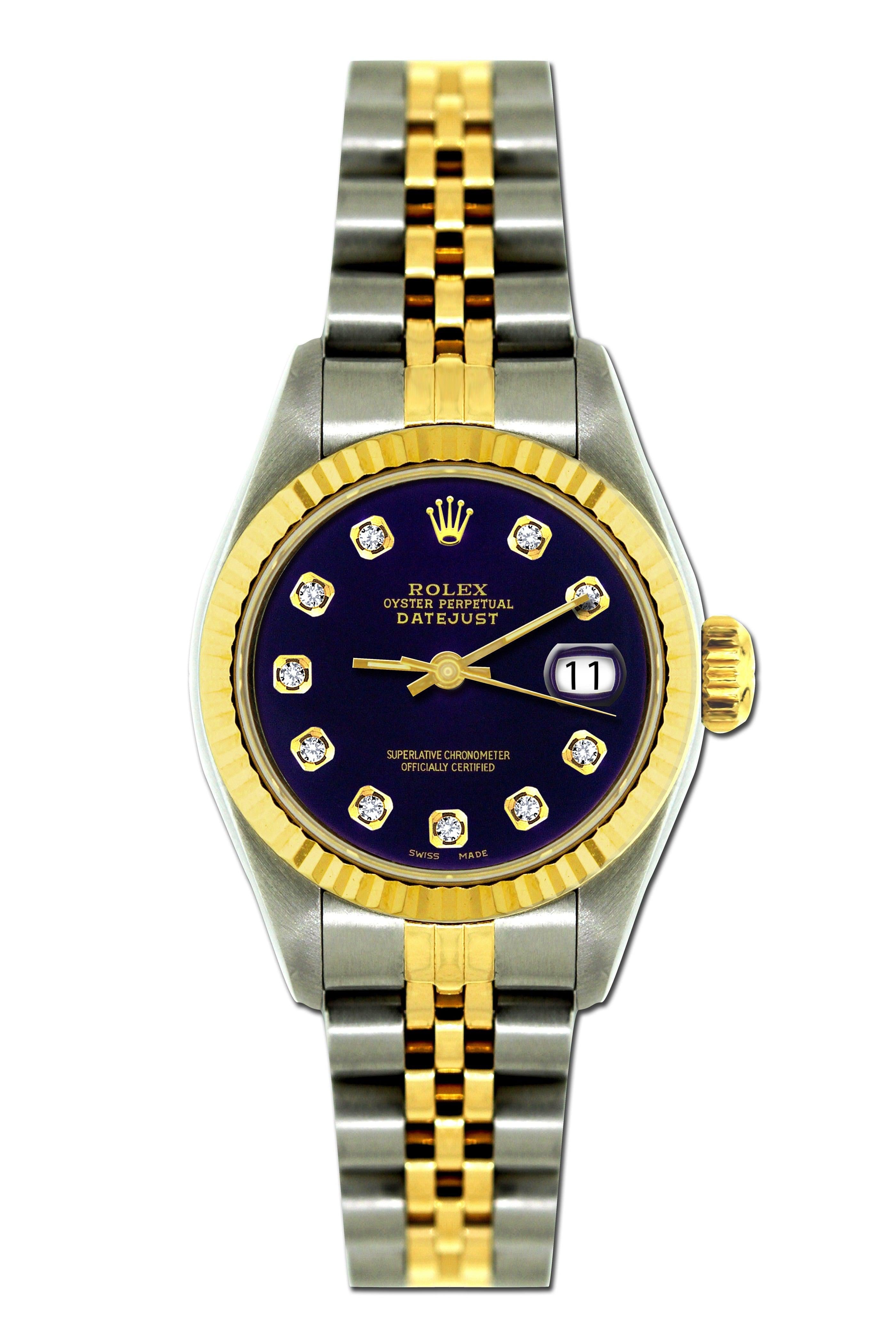 Rolex Datejust 26mm Yellow Gold and Stainless Steel Bracelet Black Dial