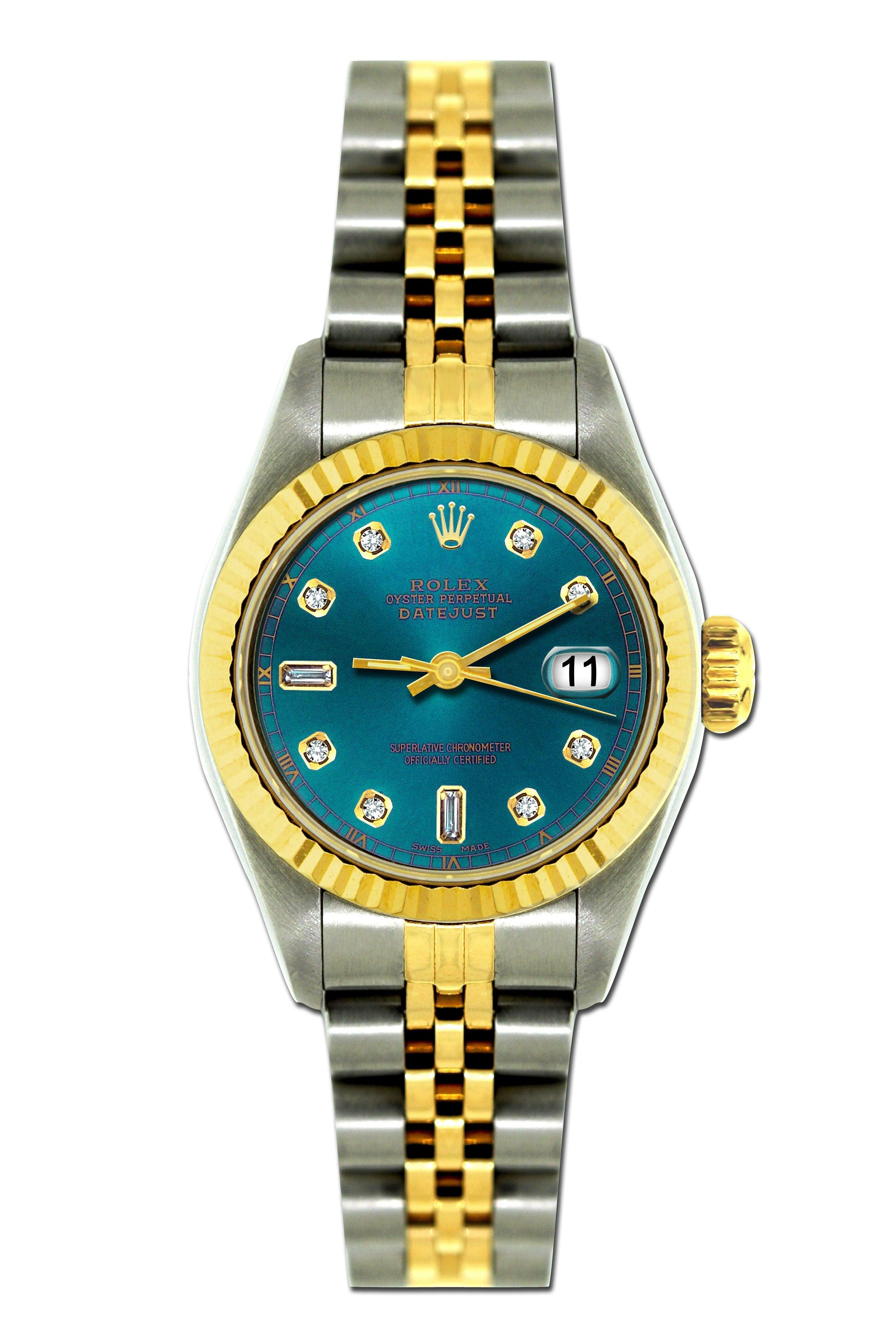 Rolex Datejust 26mm Yellow Gold and Stainless Steel Bracelet Blue Dial