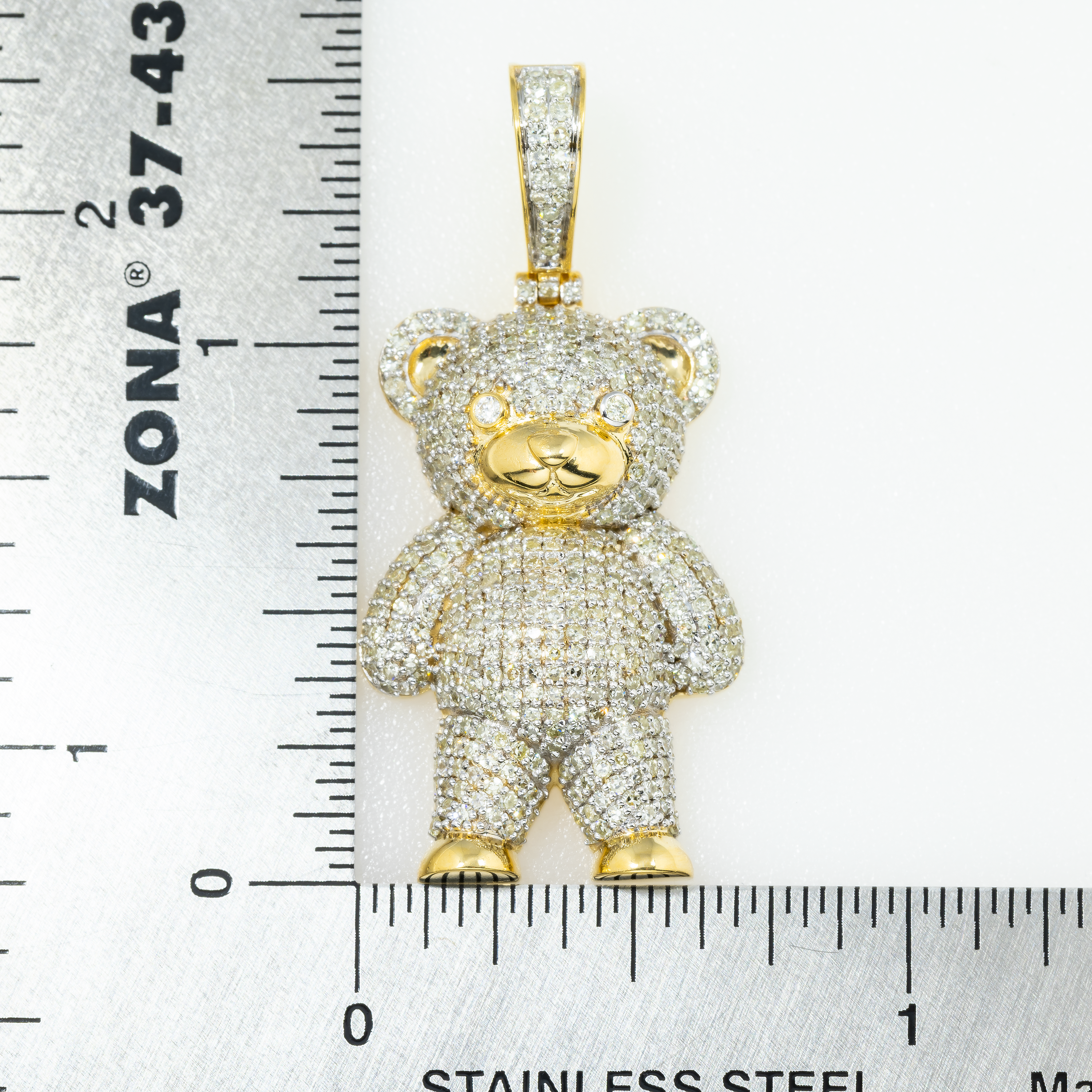 10K GOLD ROUND DIAMOND TEDDY BEAR PENDANT 1.32 CT