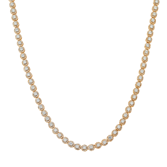 10K GOLD ROUND DIAMOND TENNIS CHAIN 3.50 CT