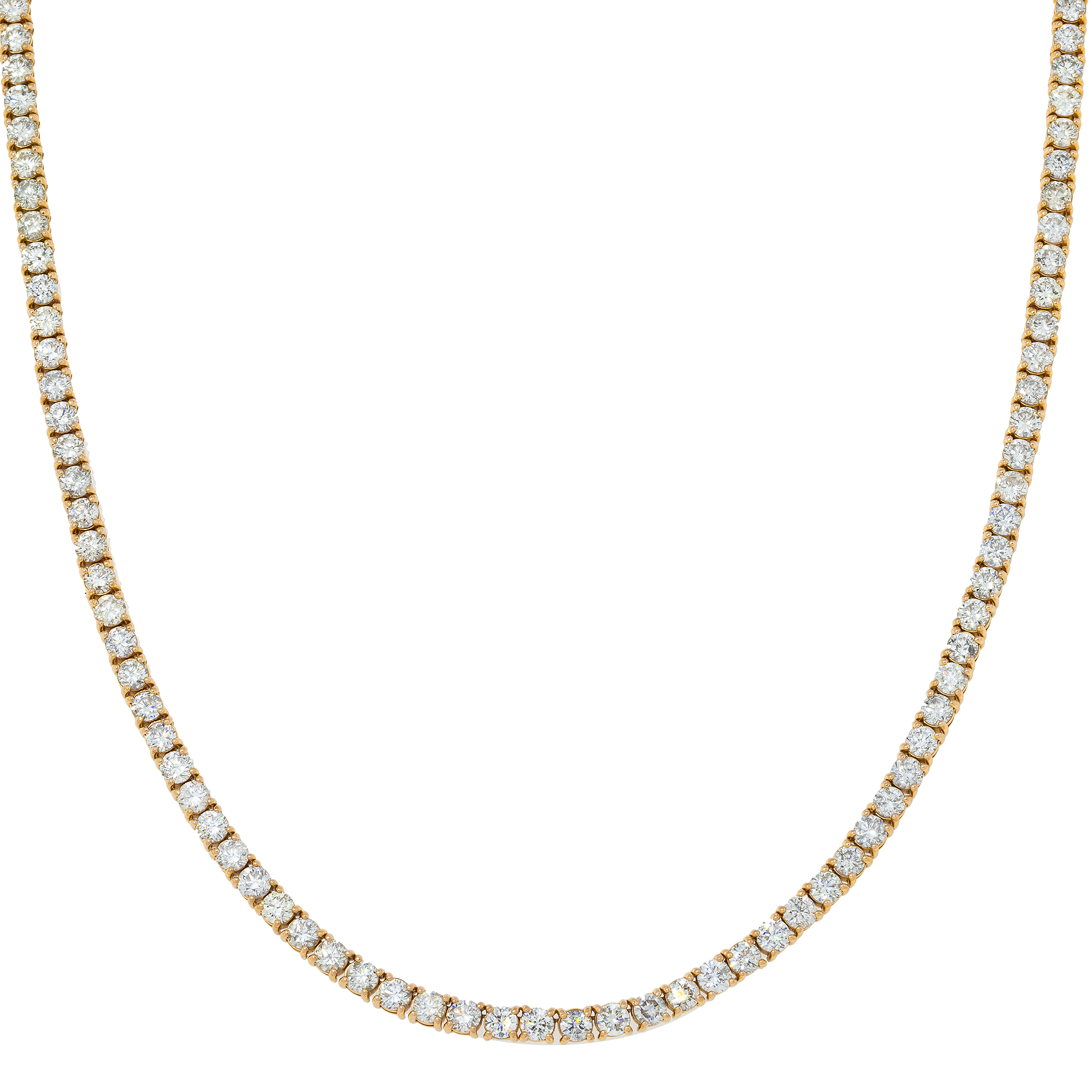 14K GOLD ROUND DIAMOND TENNIS CHAIN 26.30 CT