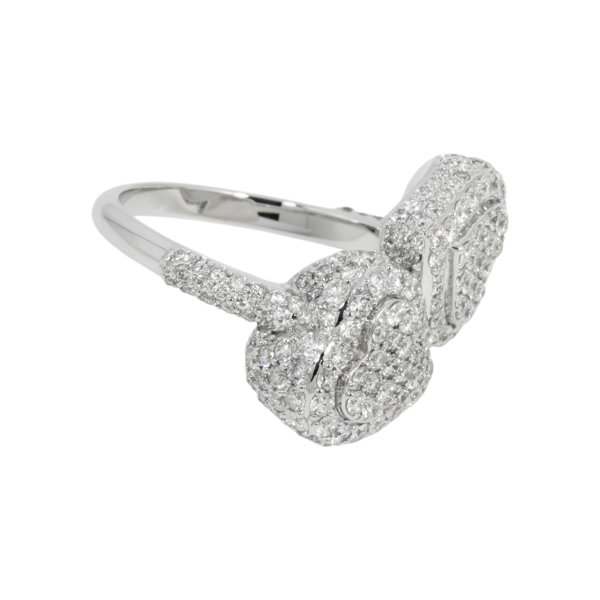 14K GOLD DIAMOND DOUBLE HEART RING 2.09 CT