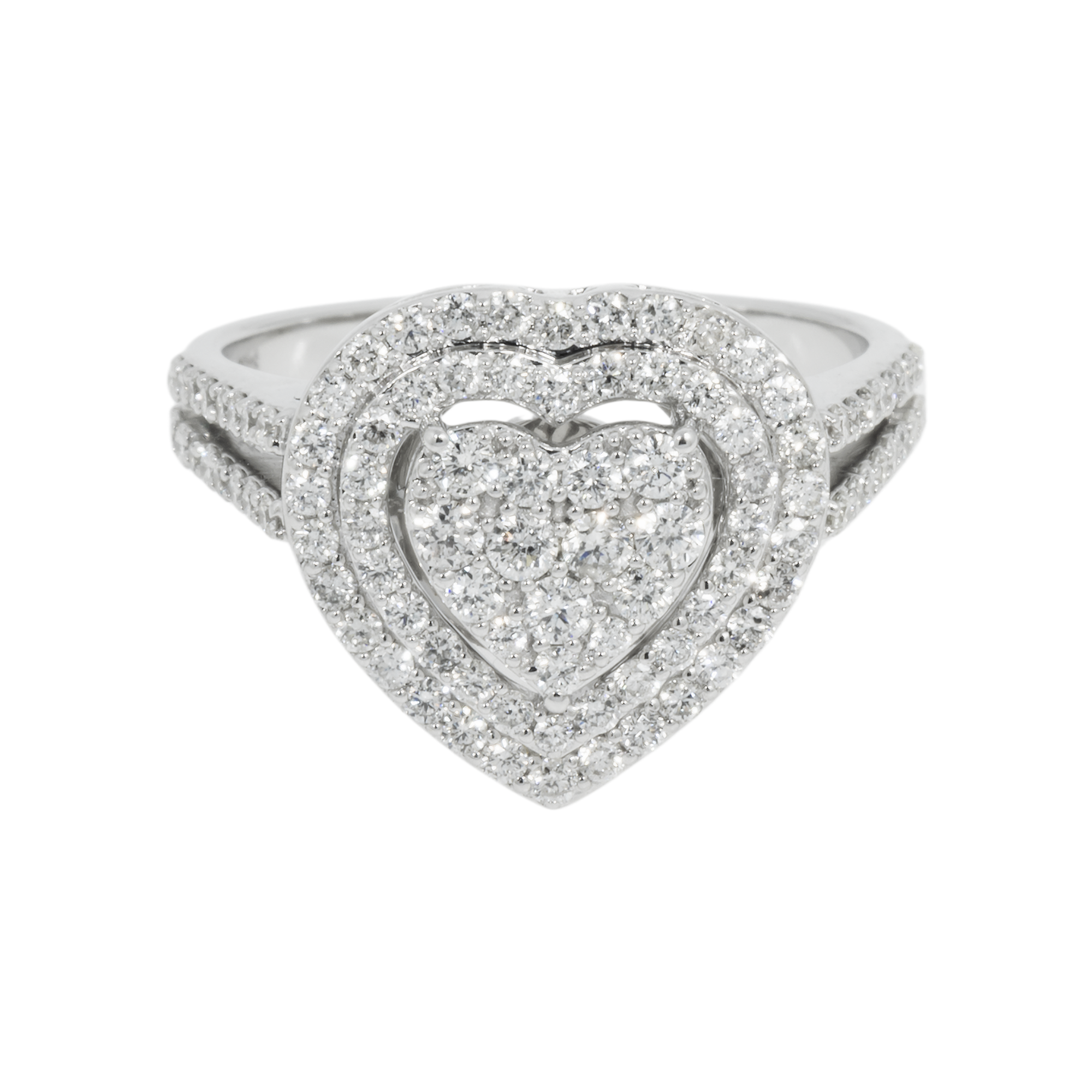 14K GOLD DIAMOND HEART RING 0.97 CT