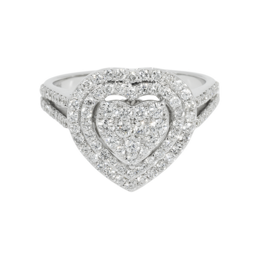 14K GOLD DIAMOND HEART RING 0.97 CT