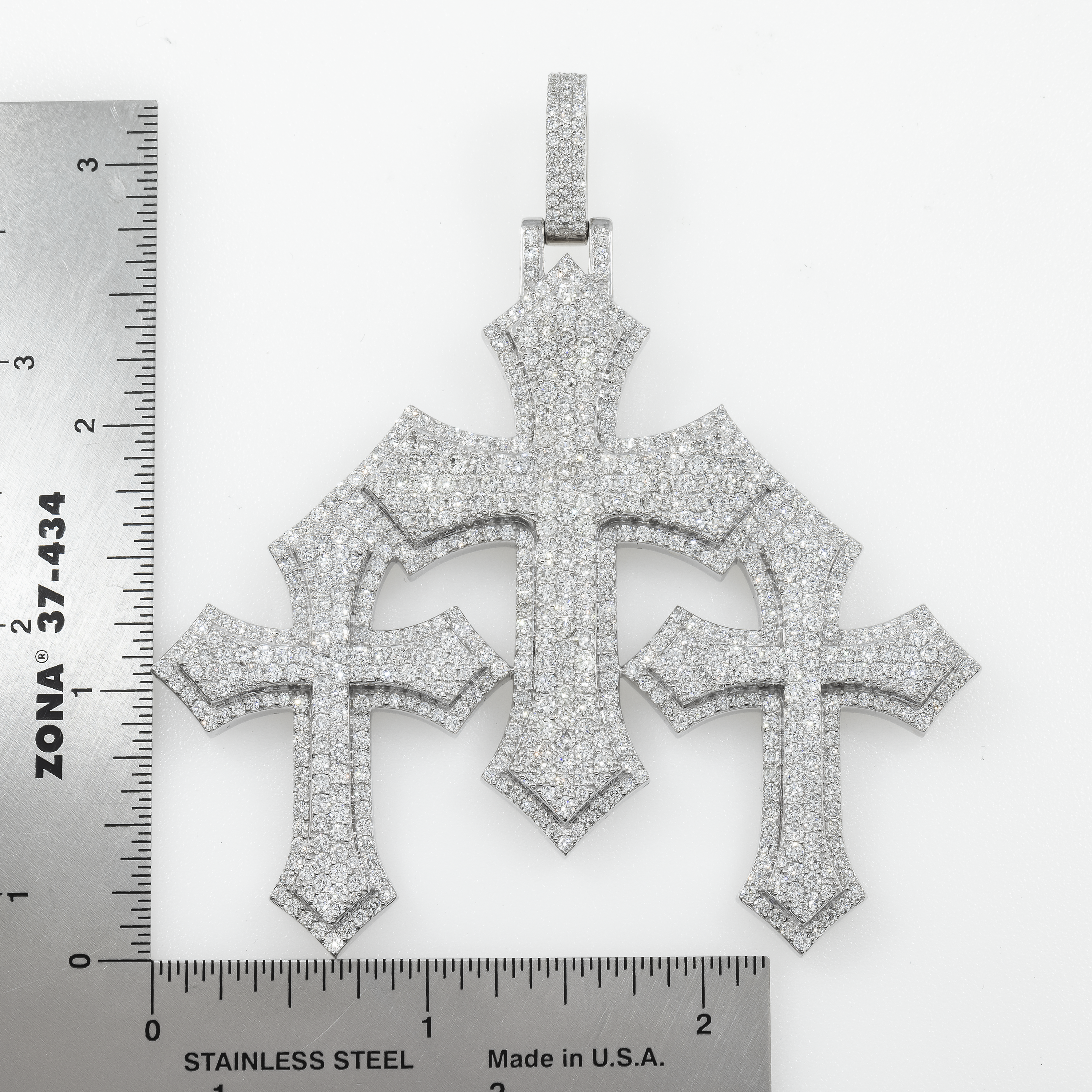 10K GOLD DIAMOND TRIPLE CROSSES PENDANT 10.36 CT