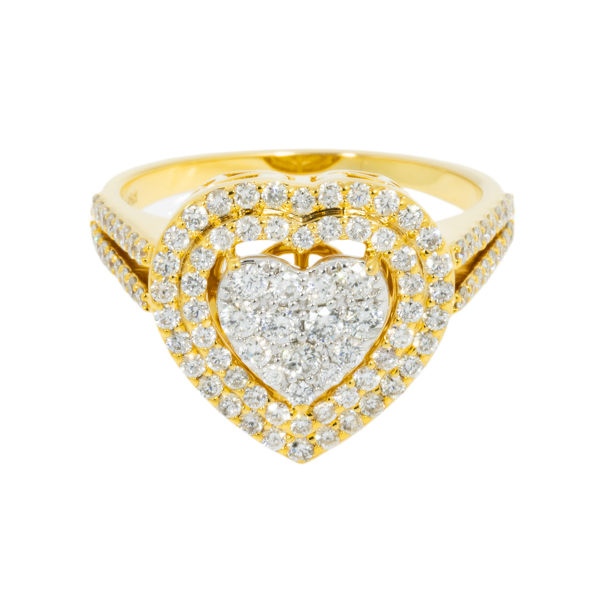 14K GOLD DIAMOND HEART RING 0.97 CT