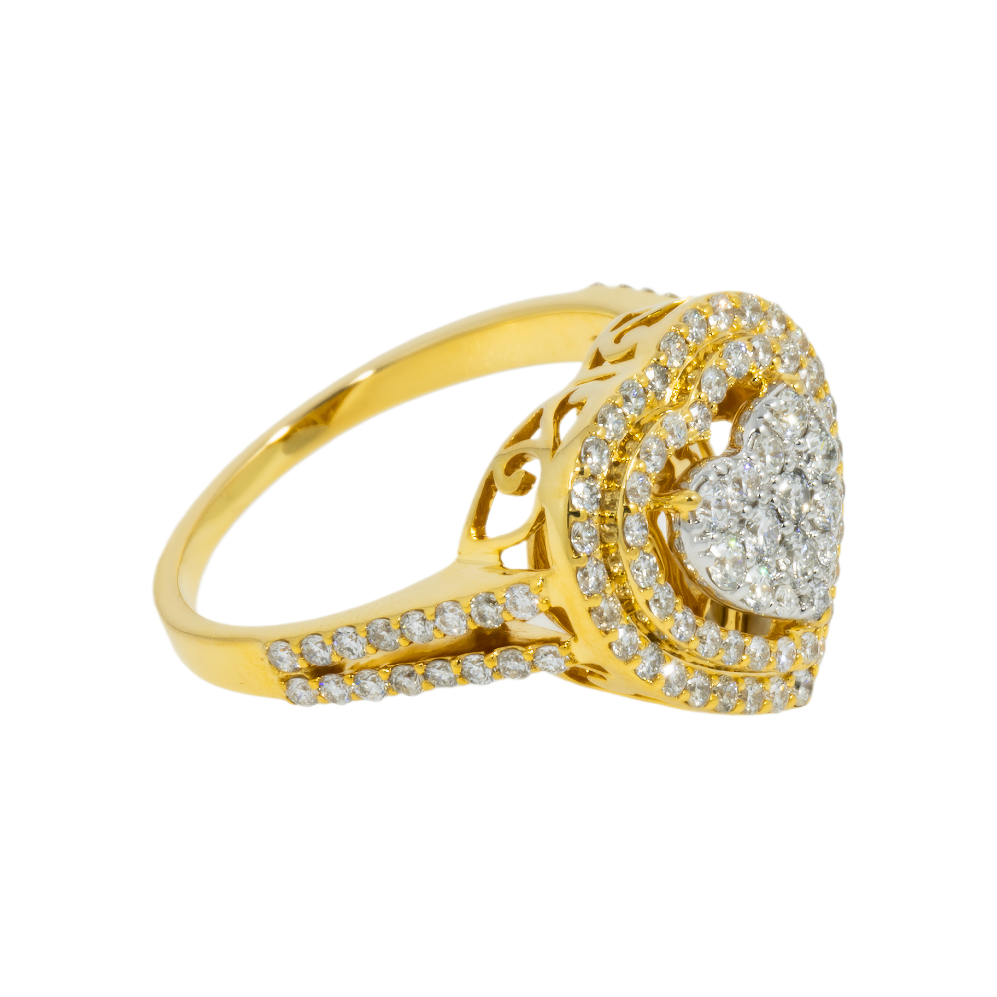 14K GOLD DIAMOND HEART RING 0.97 CT