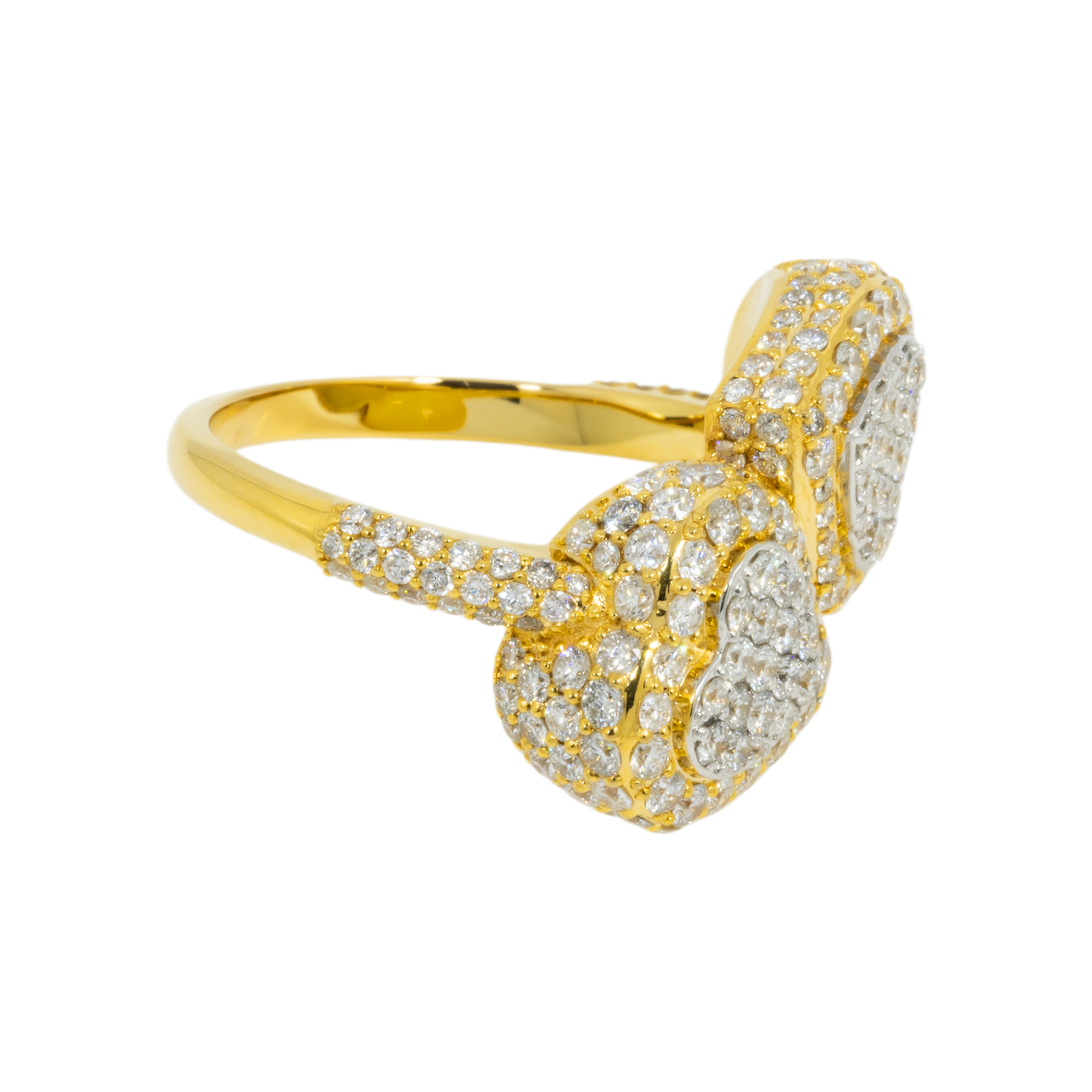 14K GOLD DIAMOND DOUBLE HEART RING 2.09 CT