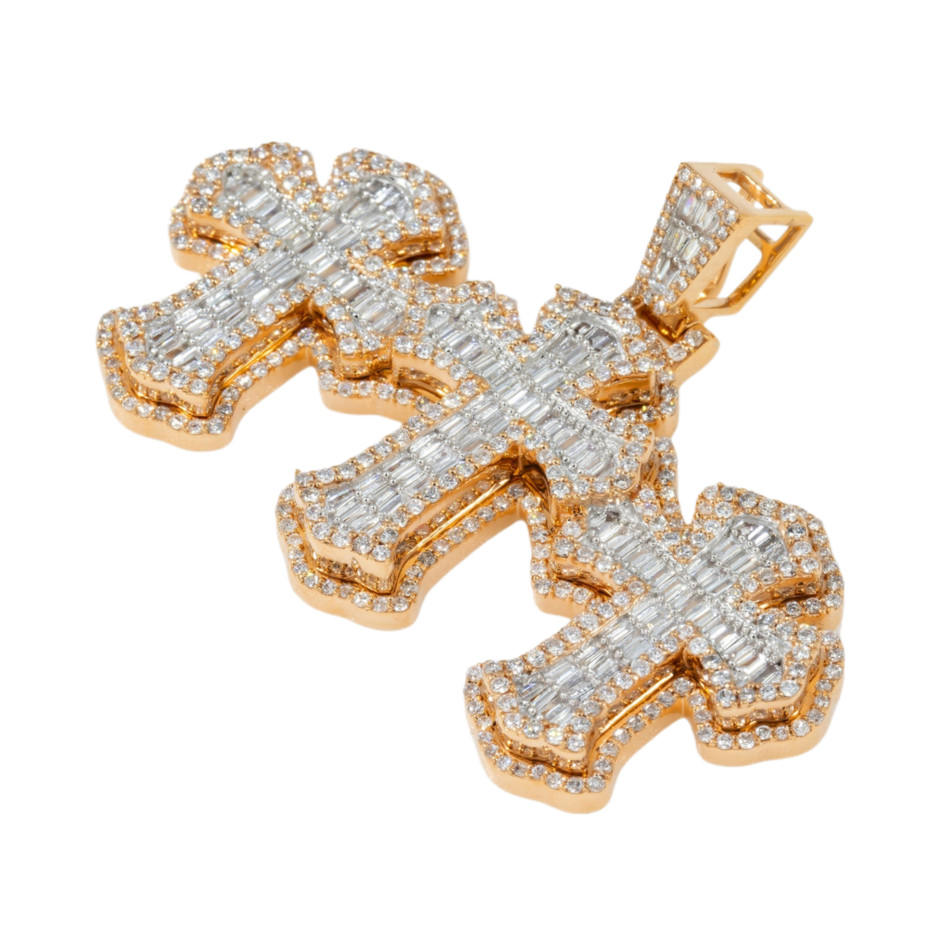 10K GOLD DIAMOND TRIPLE CROSSES PENDANT 2.61 CT