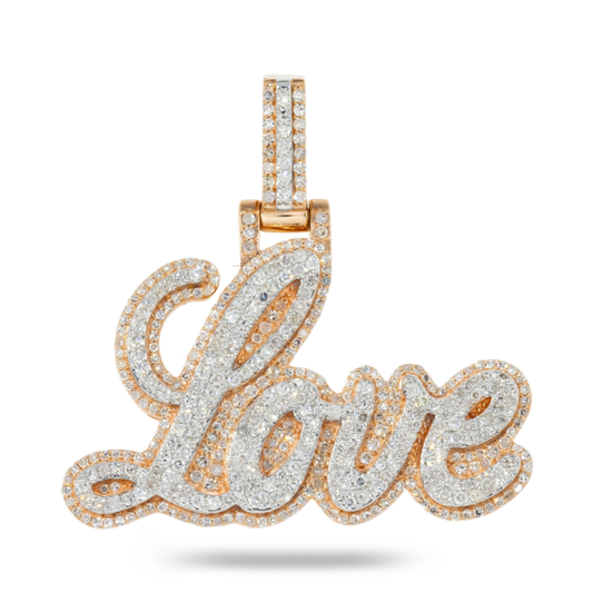 10K GOLD ROUND DIAMOND LOVE PENDANT 1.00 CT