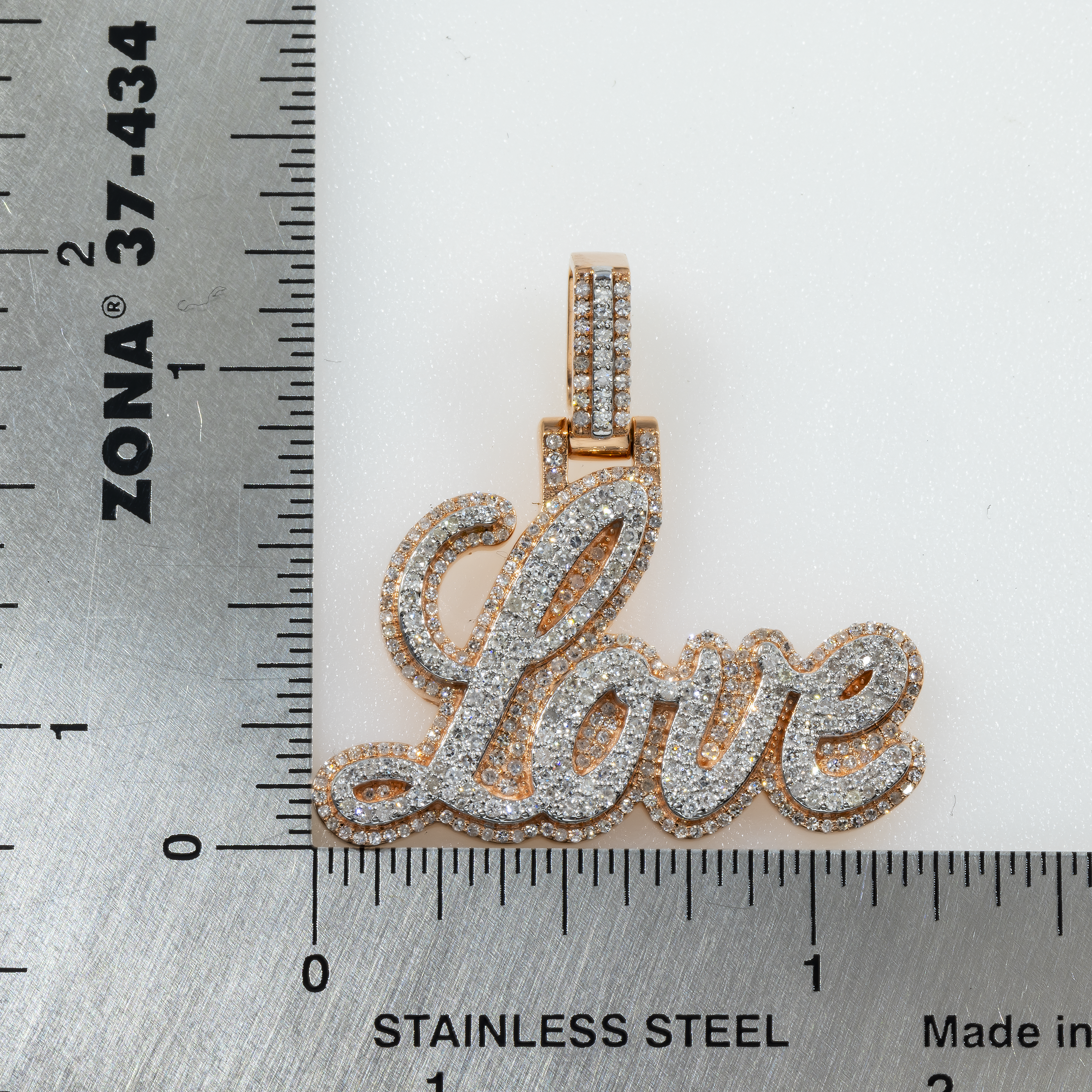 10K GOLD ROUND DIAMOND LOVE PENDANT 1.00 CT