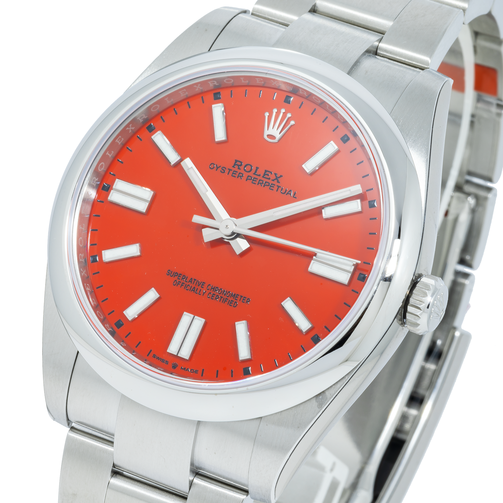 Rolex Oyster Perpetual 124300 41MM Coral Red Dial With Oyster Bracelet