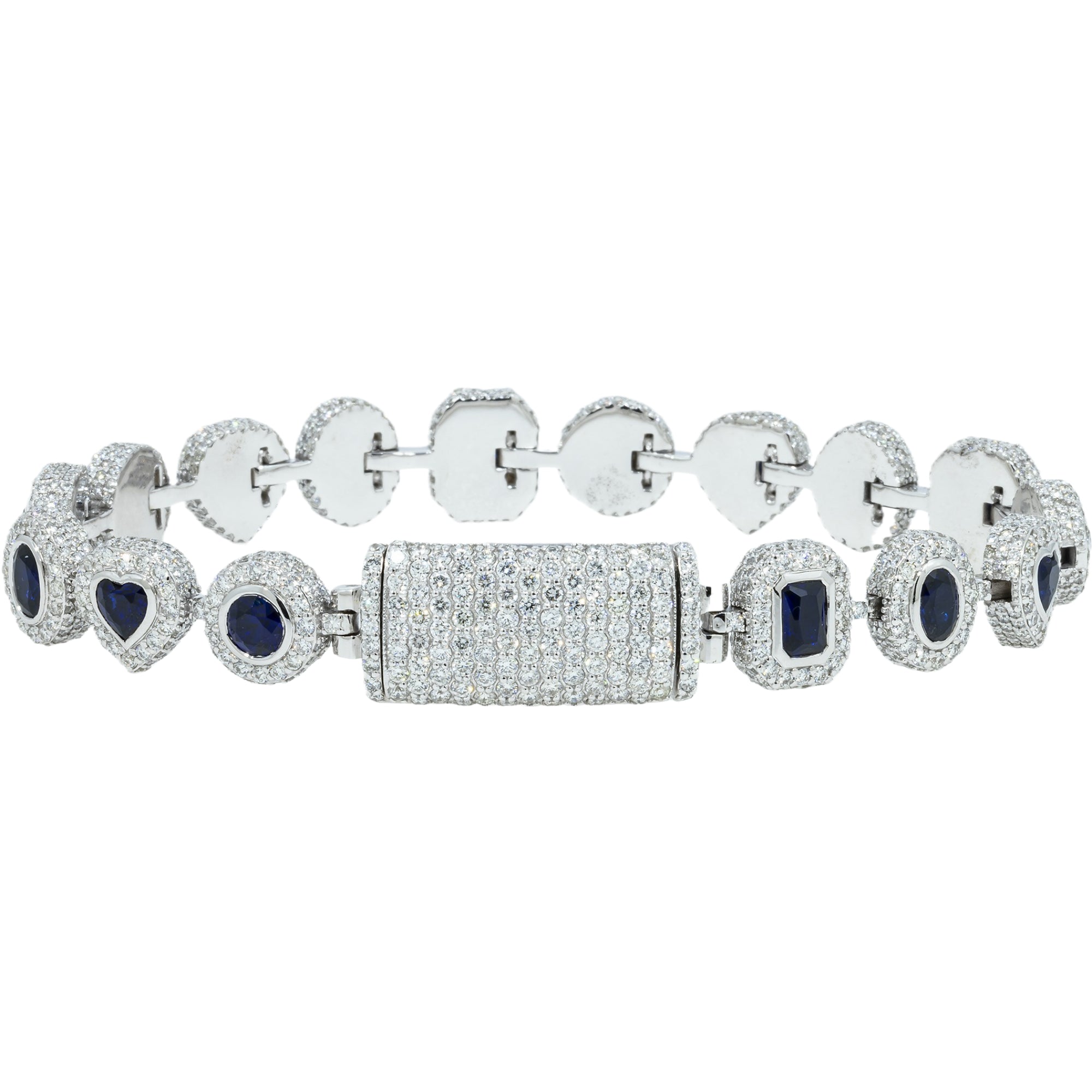10K GOLD MULTI-SHAPE DIAMOND AND SAPPHIRE GEMSTONE BRACELET 11.04 CTW