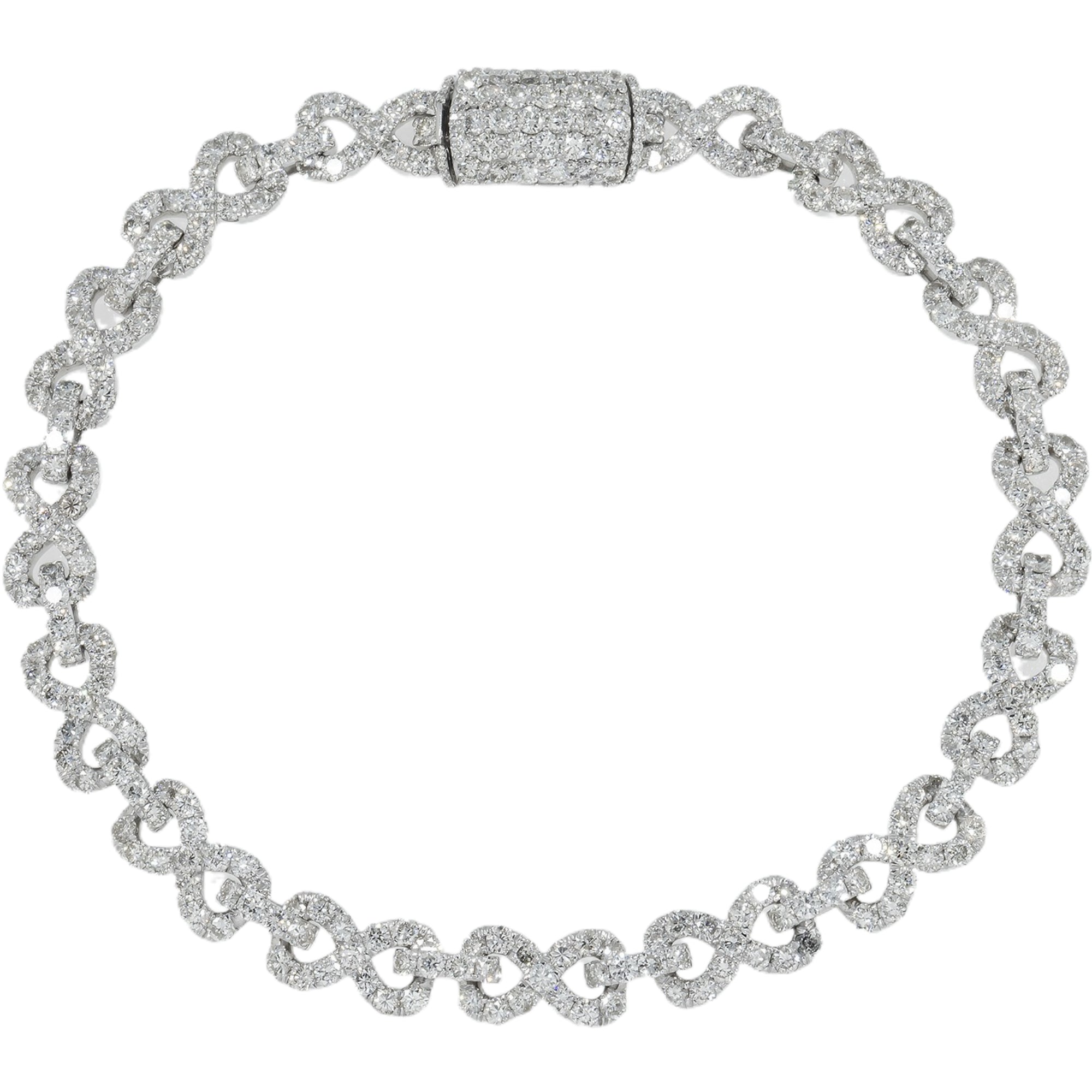 14K GOLD DIAMOND 7MM ROLO LINK INFINITY BRACELET 7.85 CT