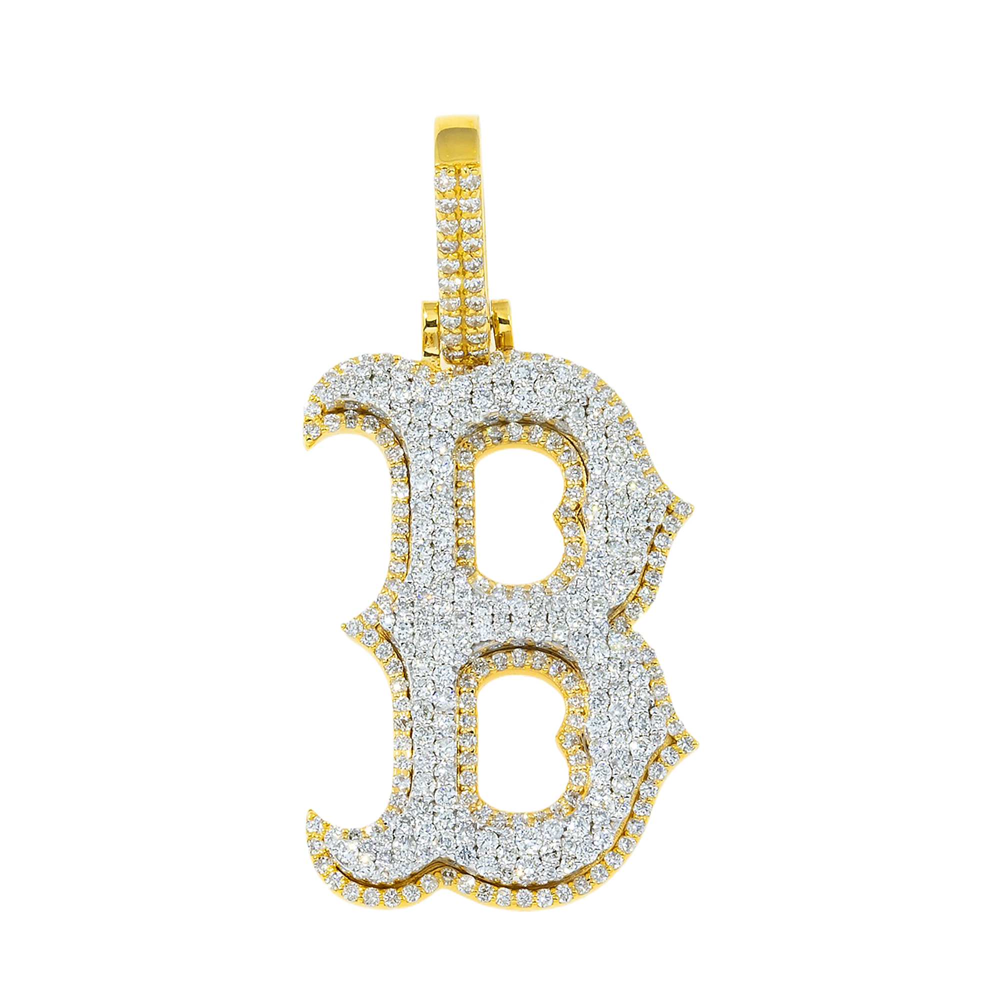 14K GOLD DIAMOND CUSTOM BOSTON RED SOX PENDANT 1.25 CT