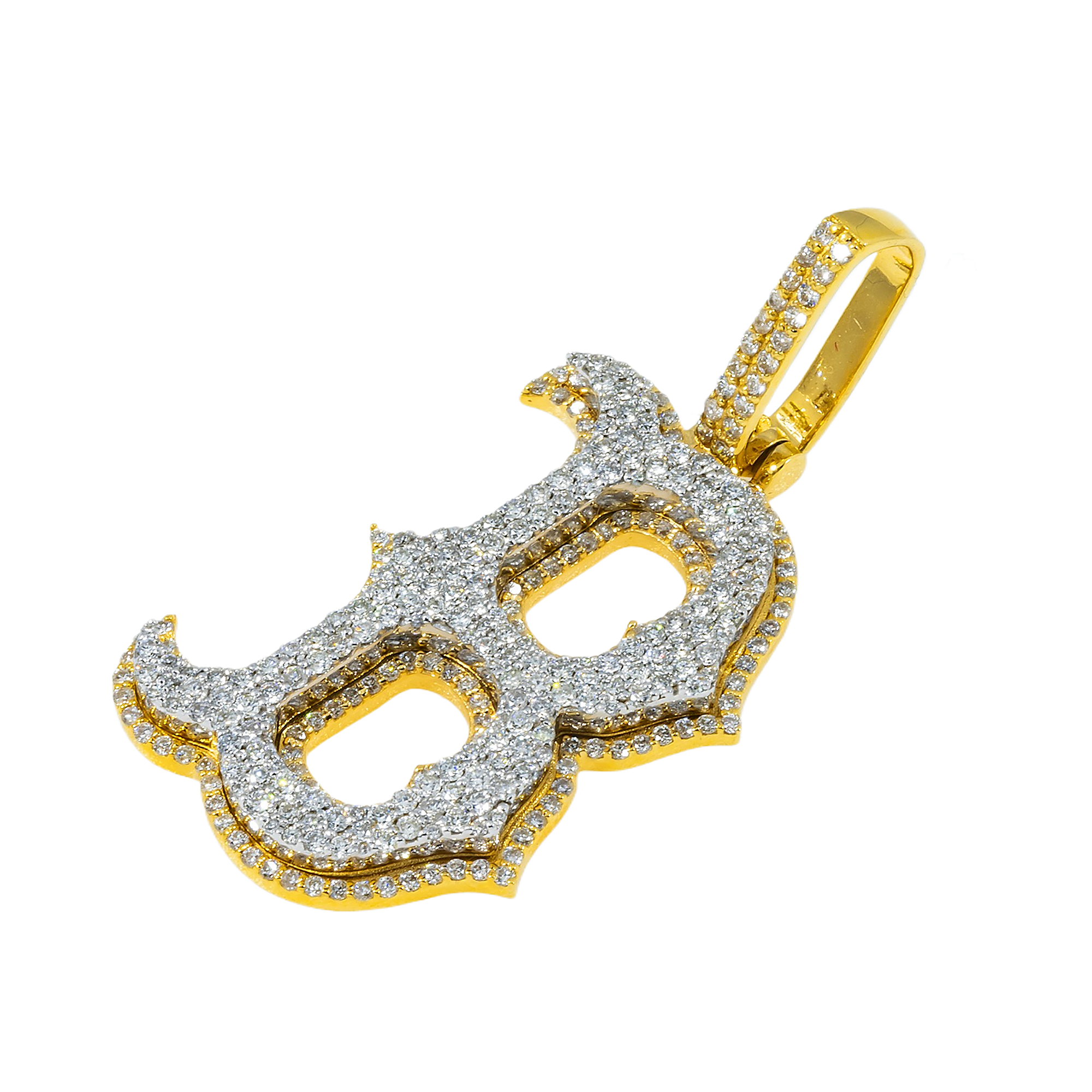 14K GOLD DIAMOND CUSTOM BOSTON RED SOX PENDANT 1.25 CT